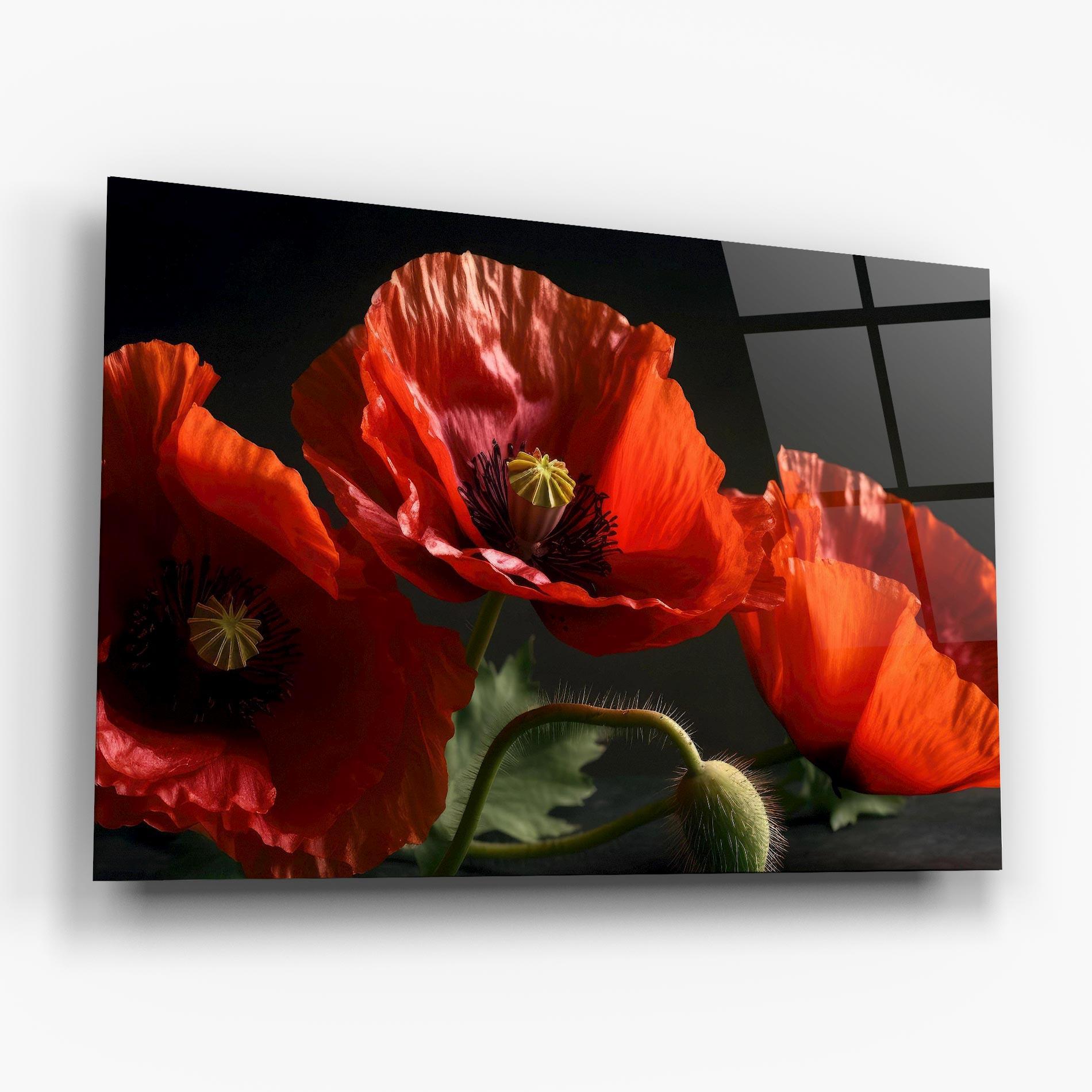 Tablou Sticla 3 Pretty Poppies mockup 6