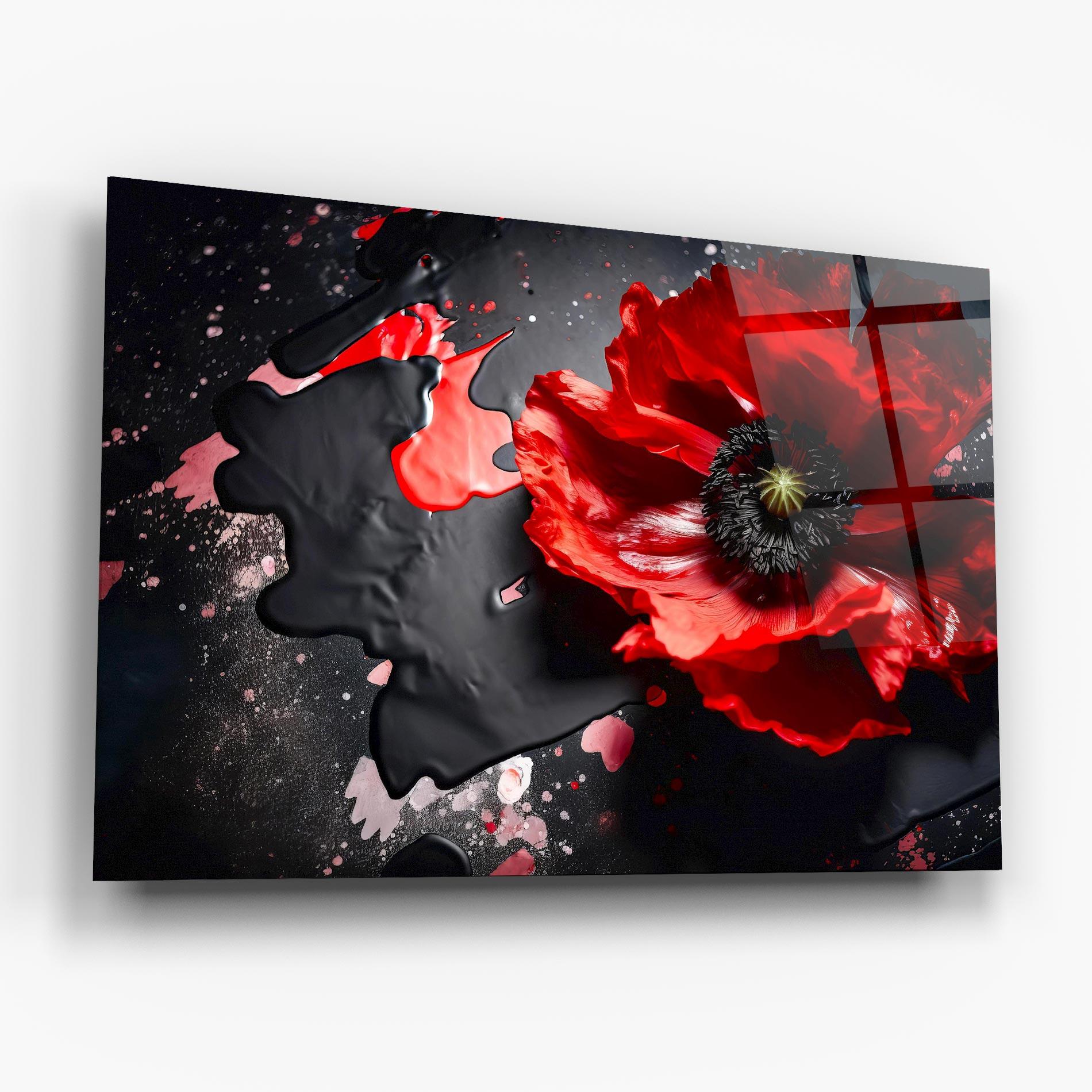 Tablou Sticla Black Liquid Poppy mockup 6