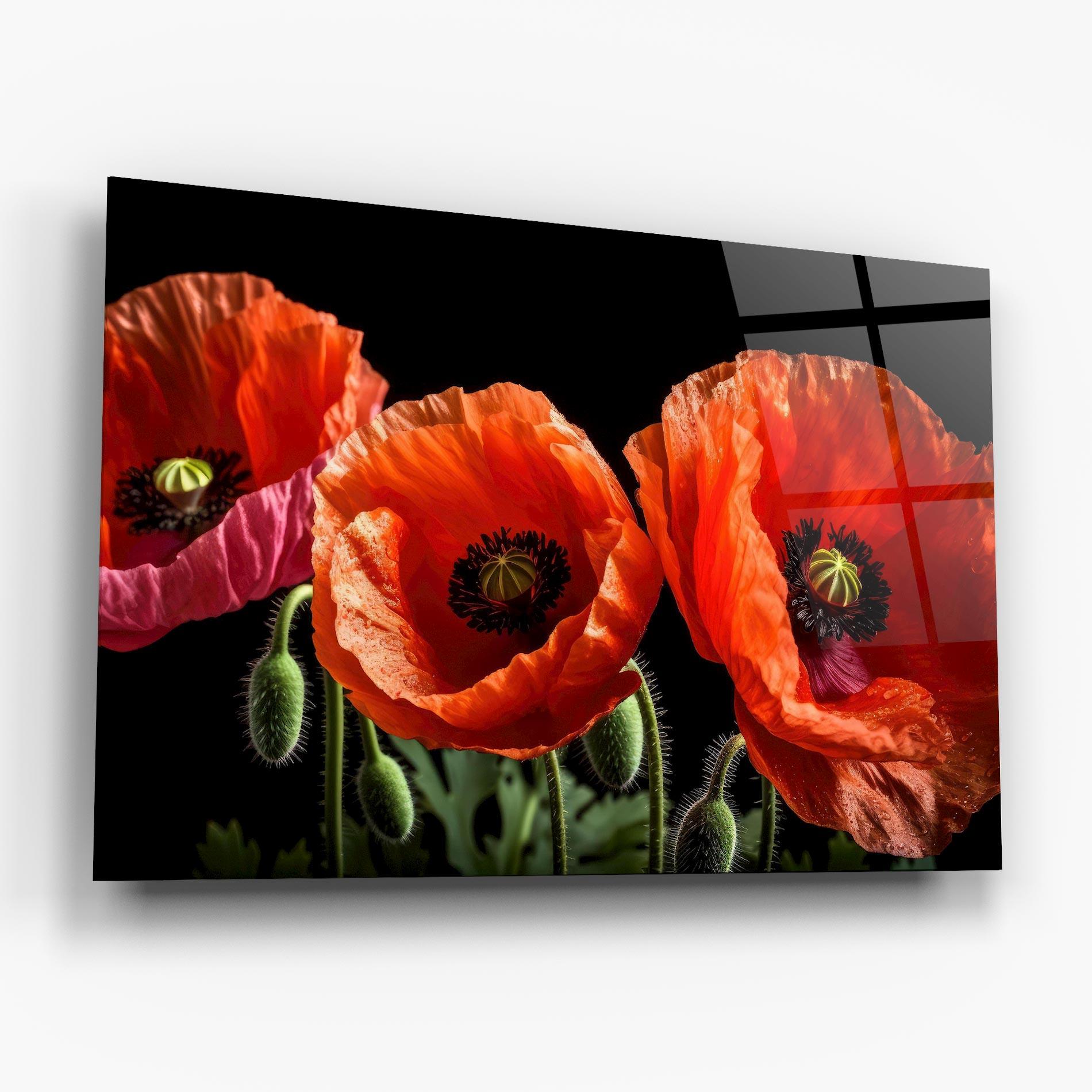 Tablou Sticla Dark Orange Poppies mockup 6