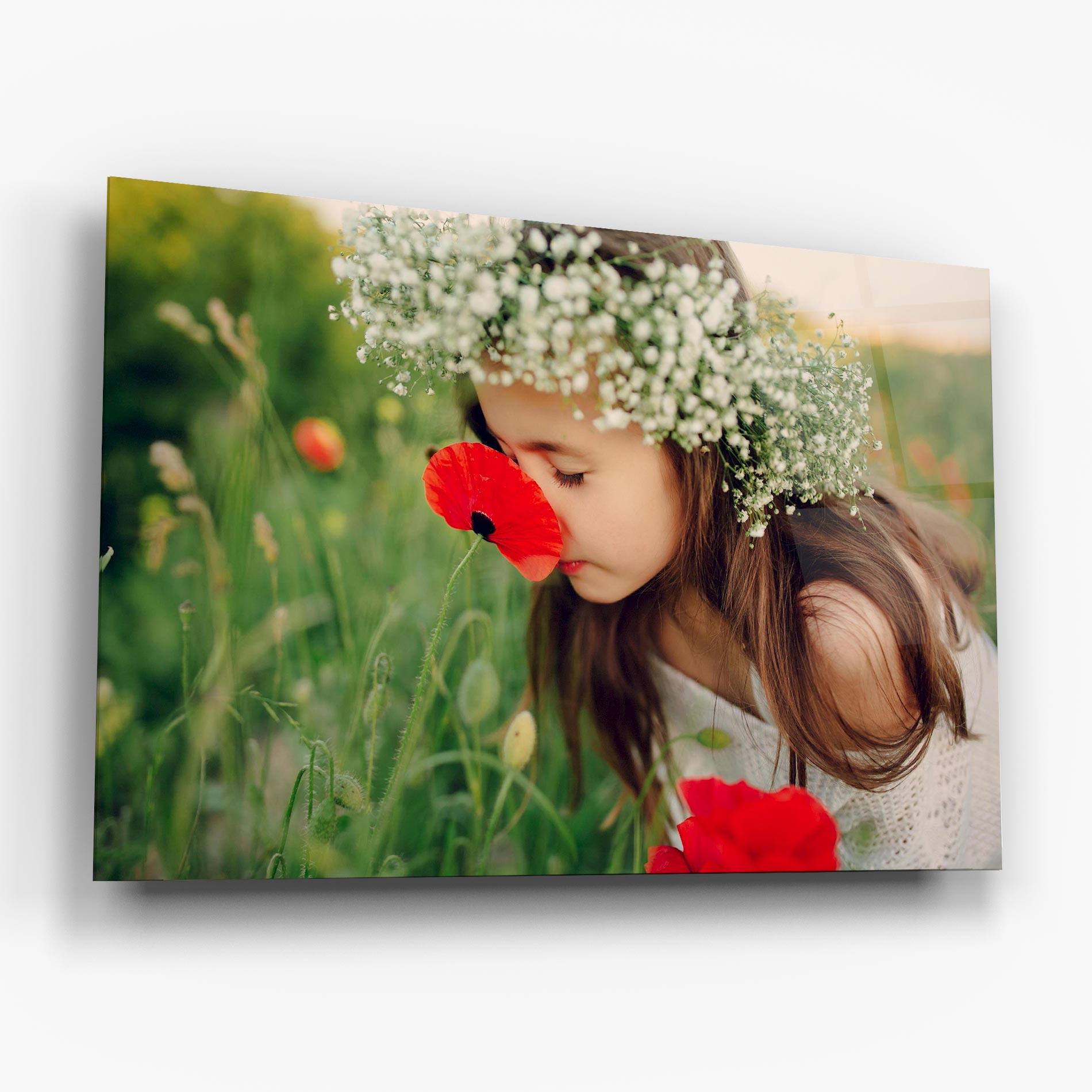 Tablou Sticla Girl With Poppies mockup 6