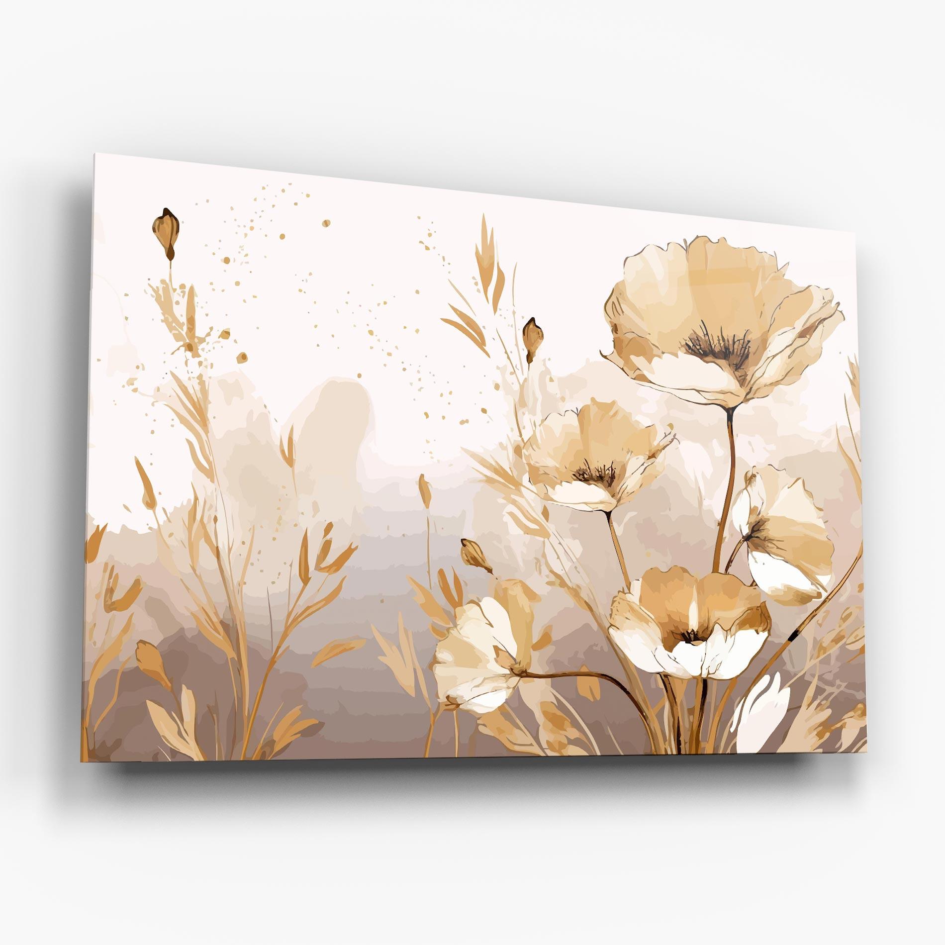 Tablou Sticla Gold Cream Poppy mockup 6
