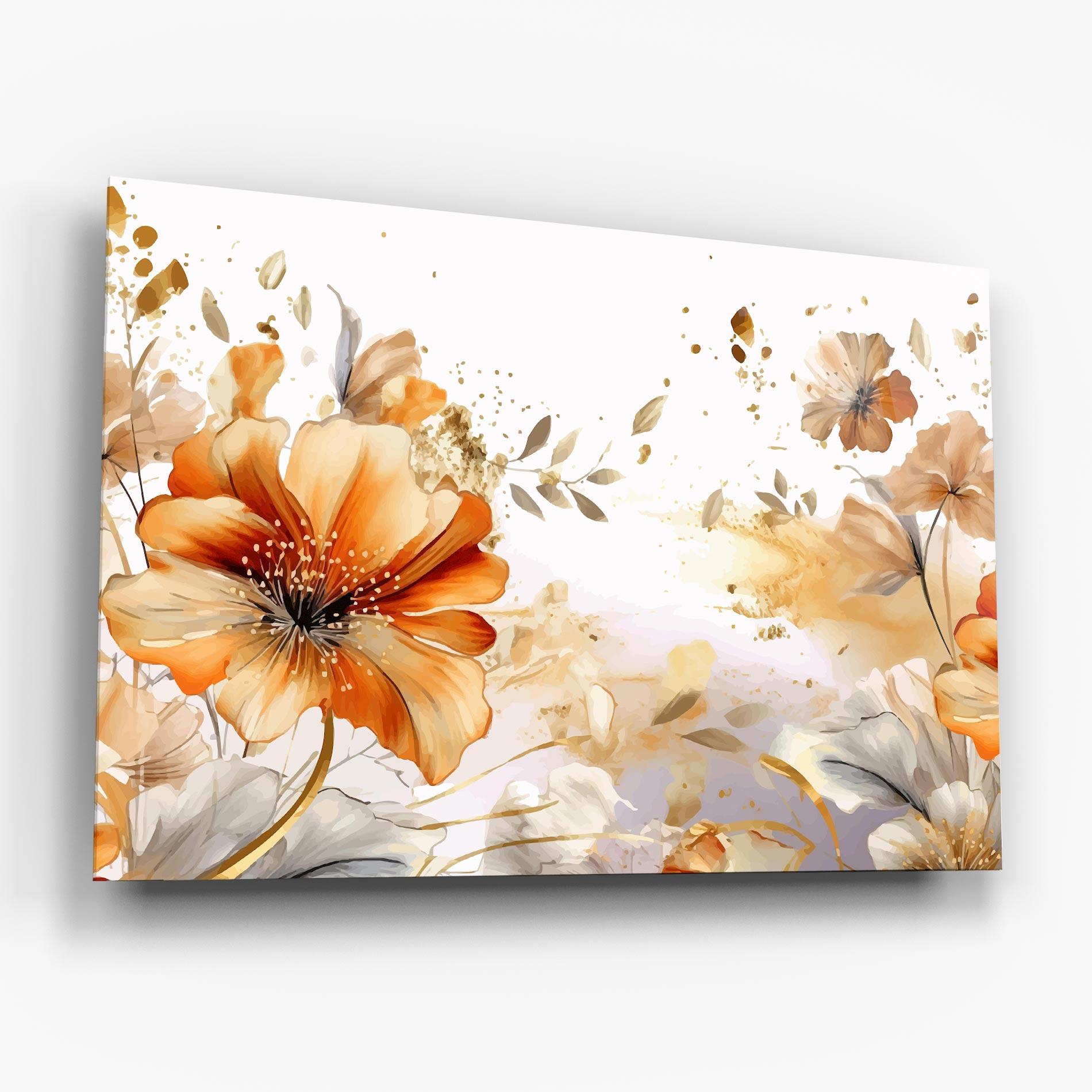 Tablou Sticla Gold Orange Poppy mockup 6