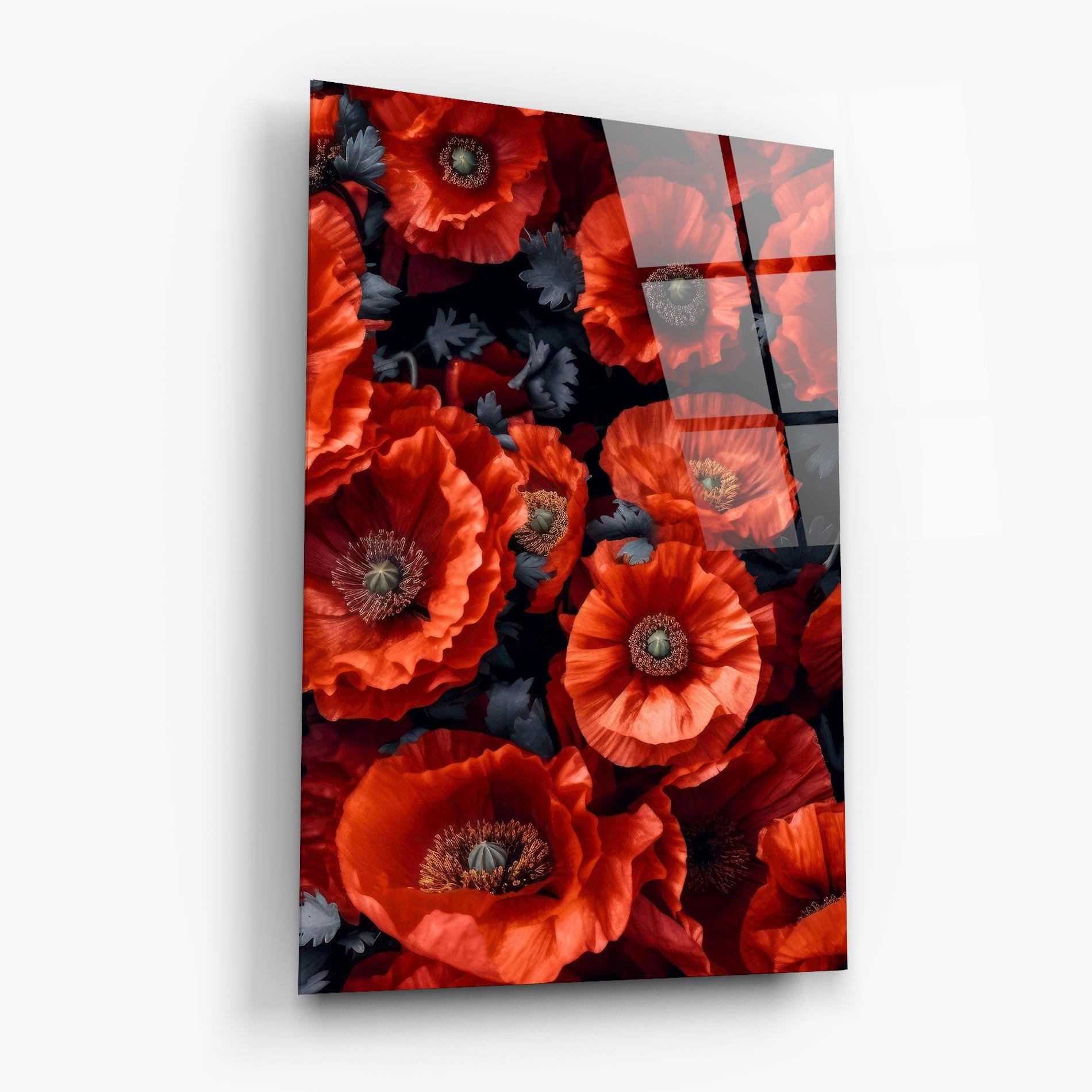 Tablou Sticla Black Red Poppies mockup 6