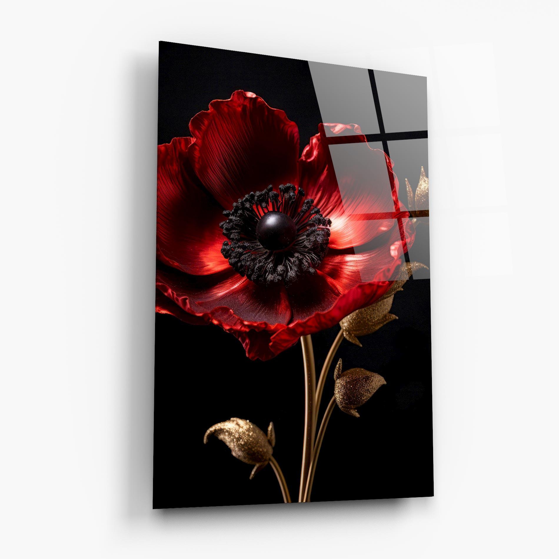 Tablou Sticla Dark Red Poppy mockup 6
