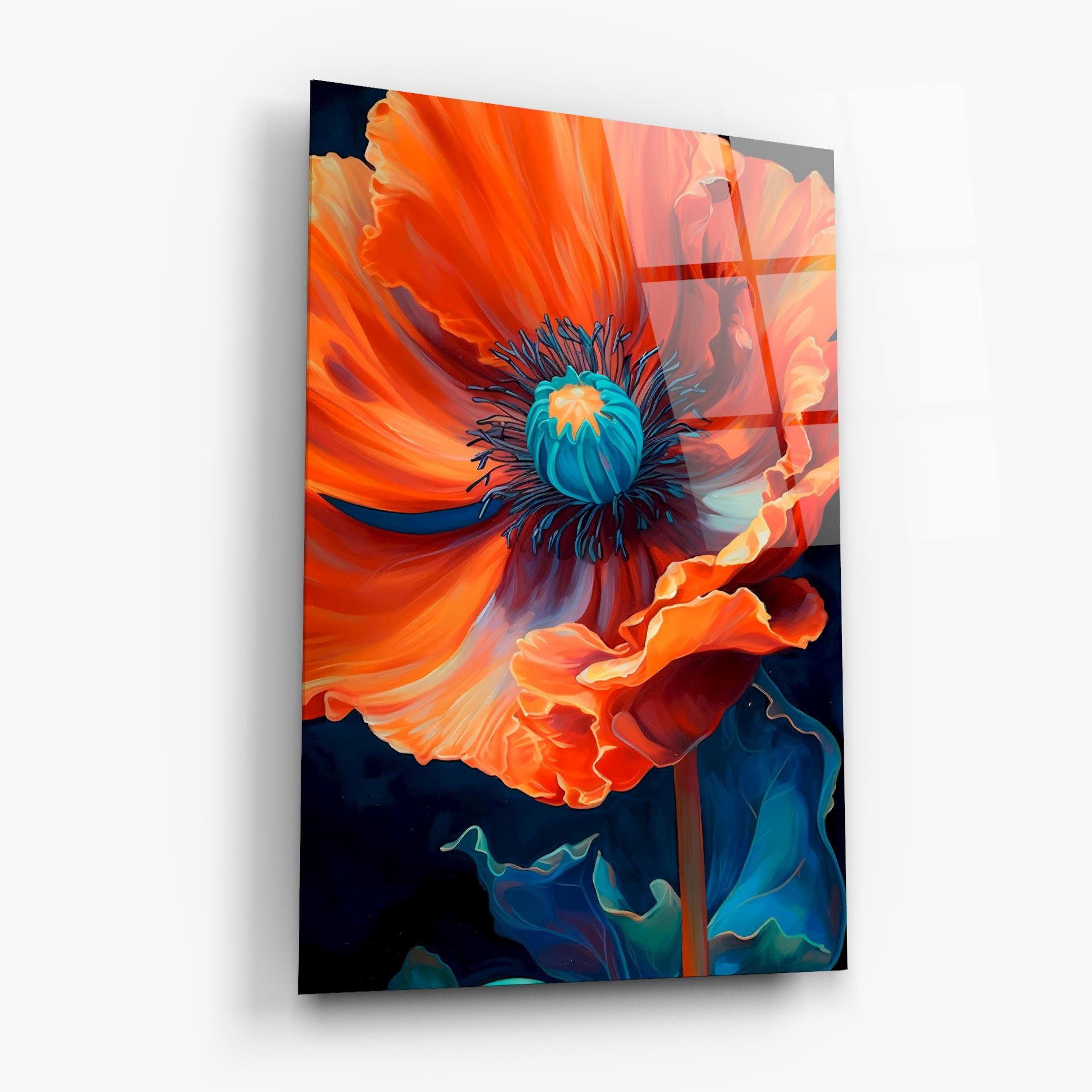 Tablou Sticla Orange Blue Poppy mockup 6