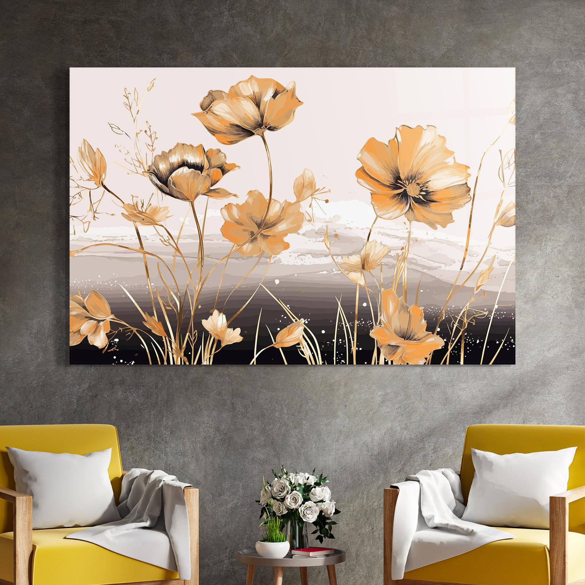 Tablou Sticla Gold Black Poppy mockup 4