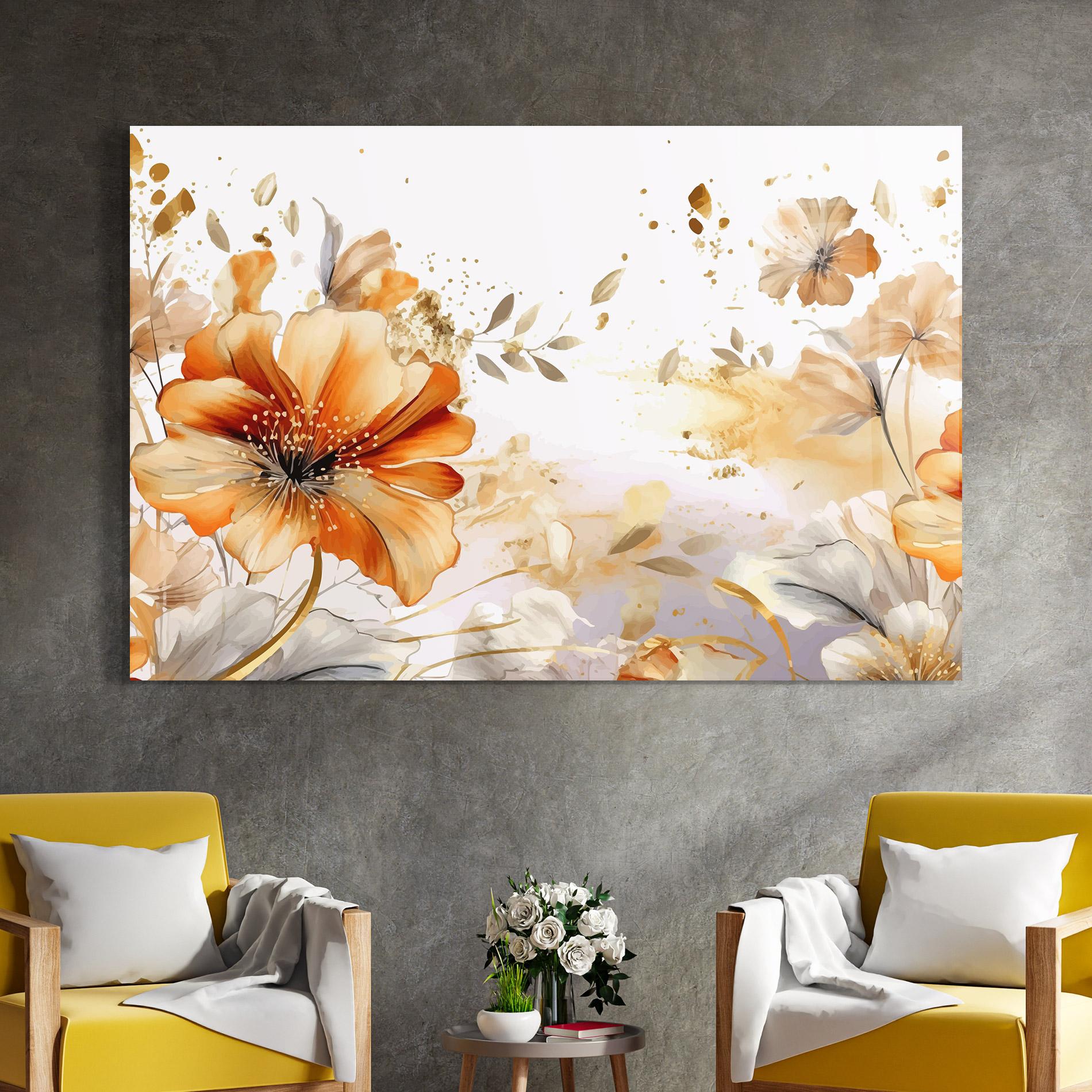 Tablou Sticla Gold Orange Poppy mockup 4