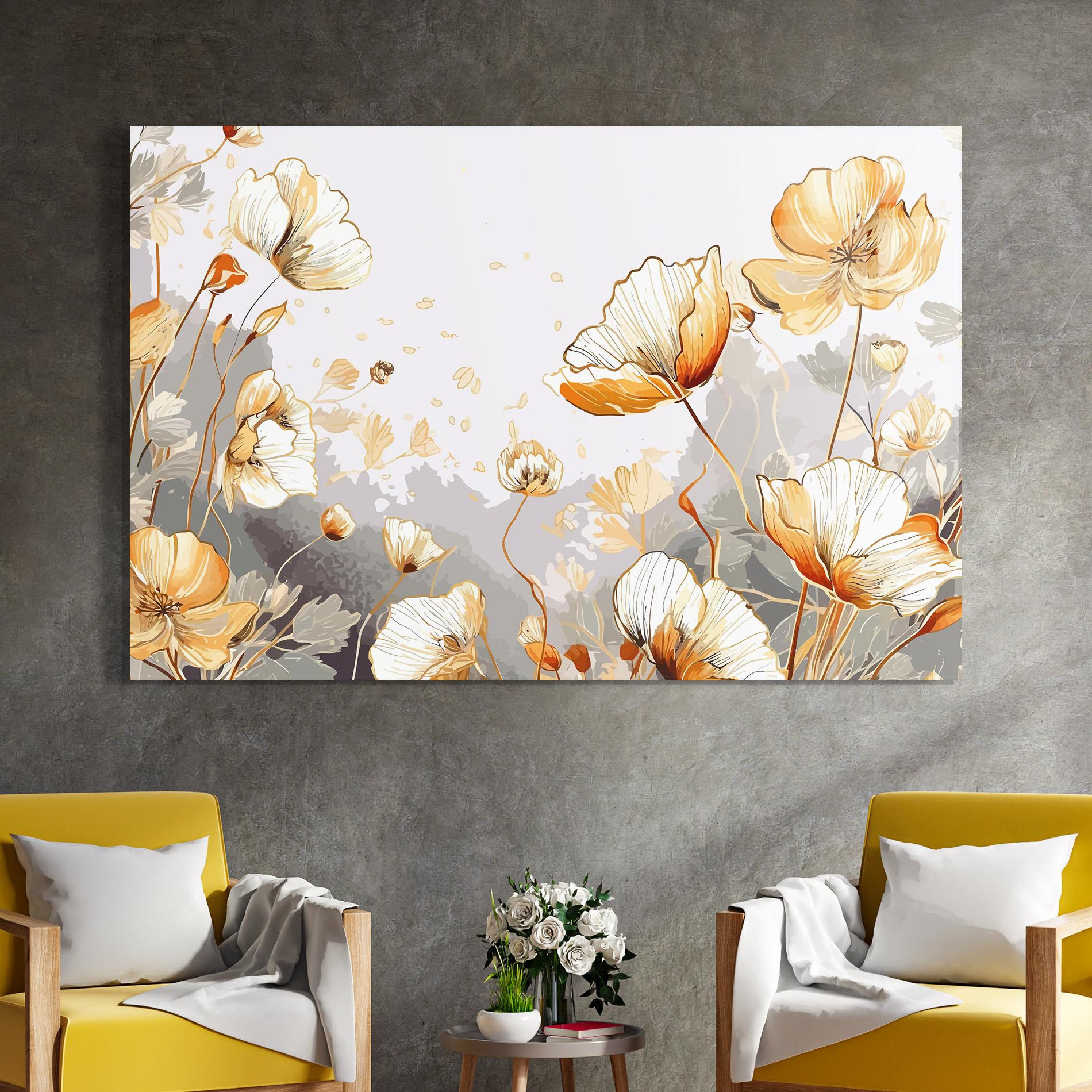 Tablou Sticla Gold Poppies mockup 4