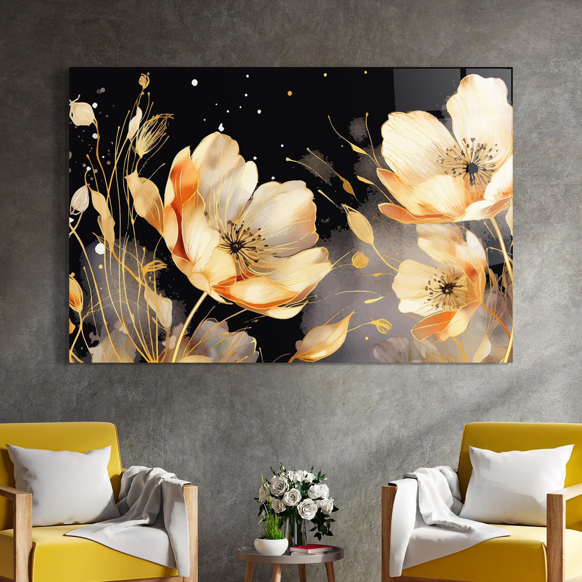 Tablou Sticla Gold Poppy Black mockup 4