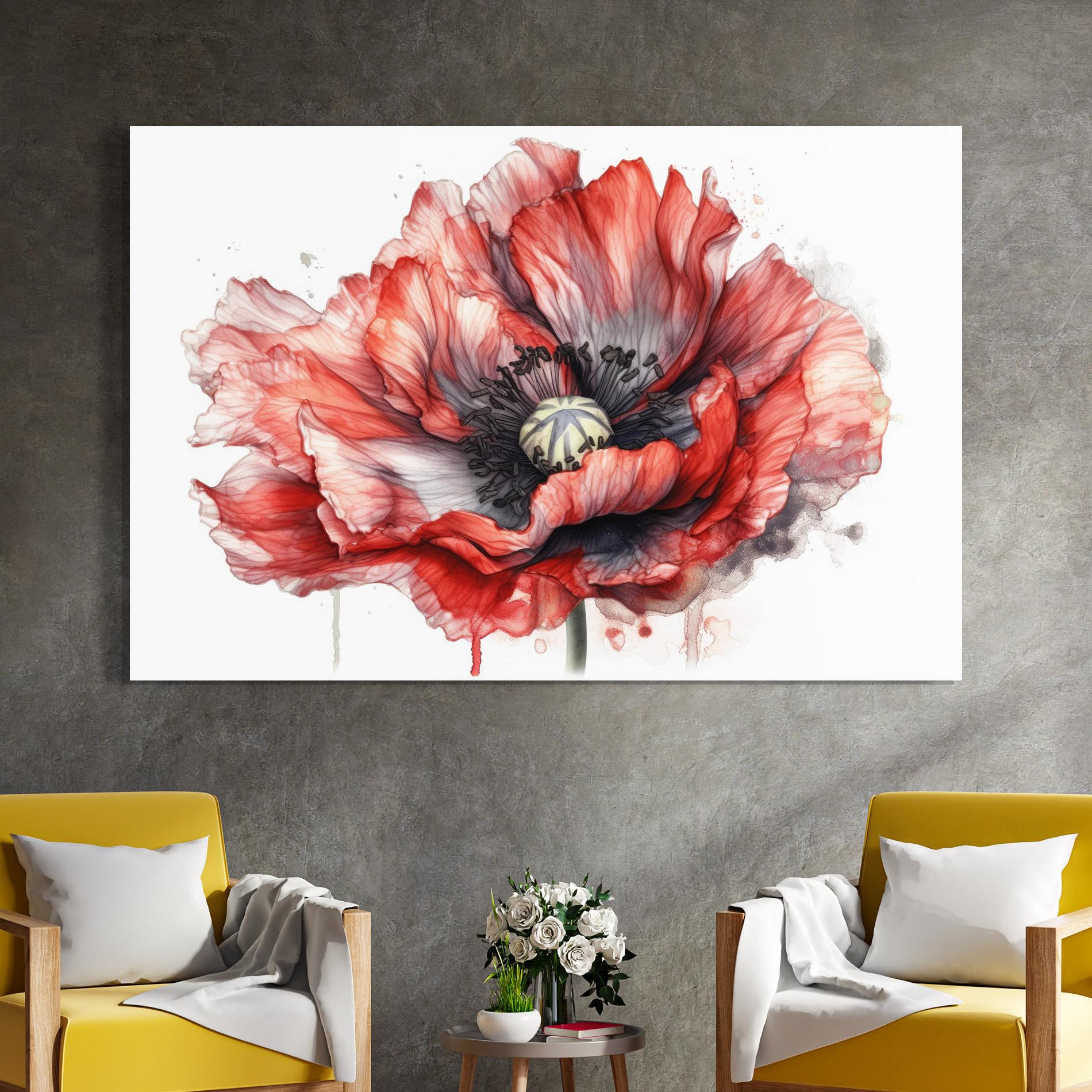 Tablou Sticla Painted Red Poppy mockup 4