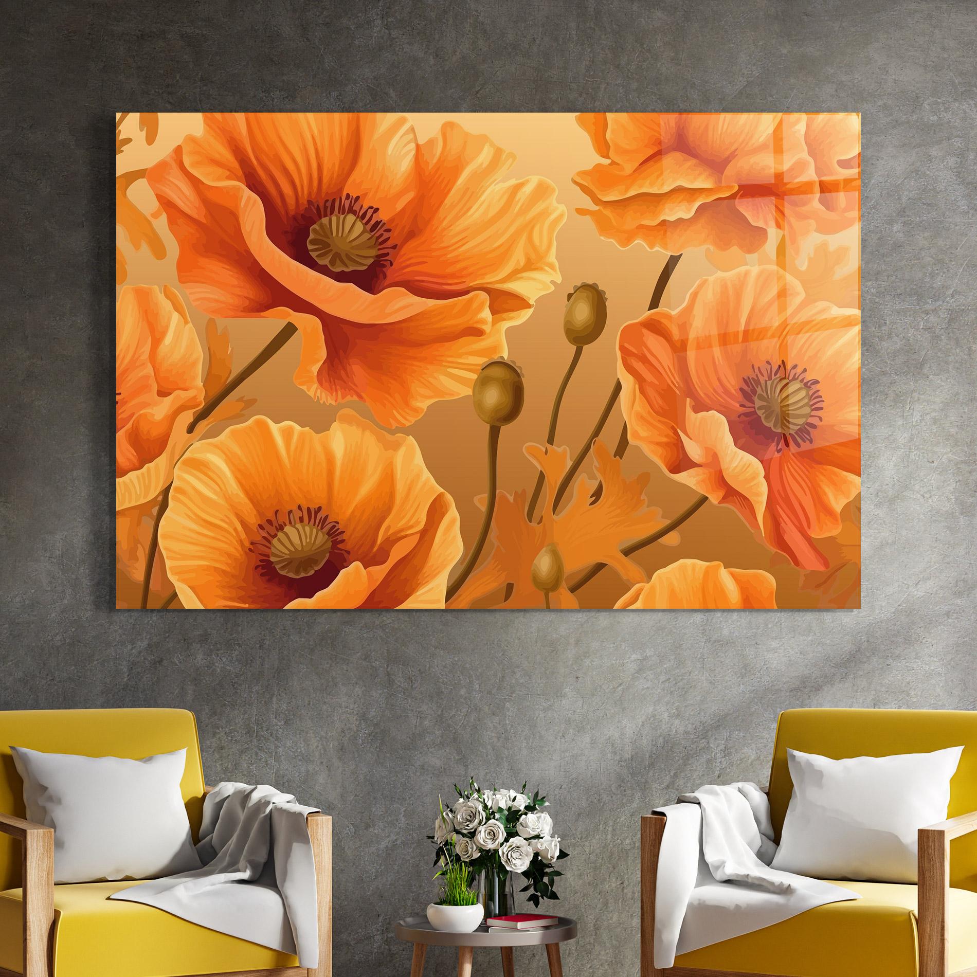 Tablou Sticla Pastel Orange Poppy mockup 4