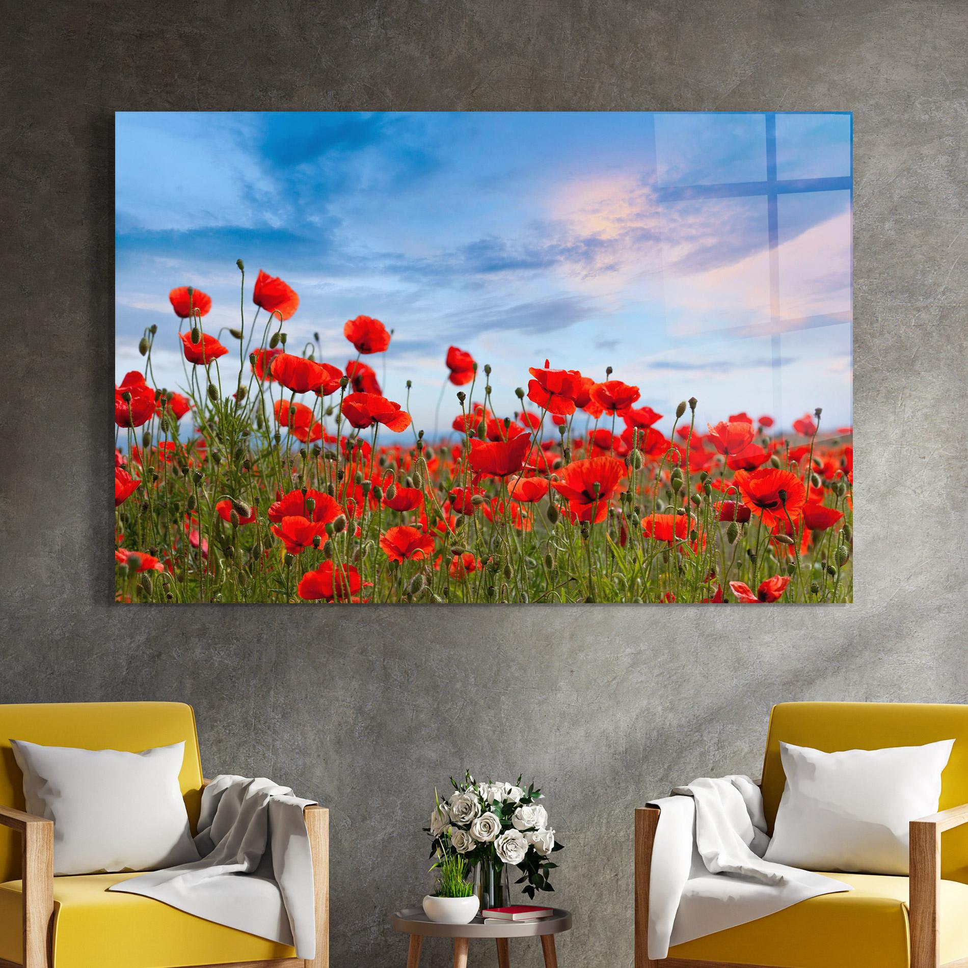 Tablou Sticla Poppy Field mockup 4