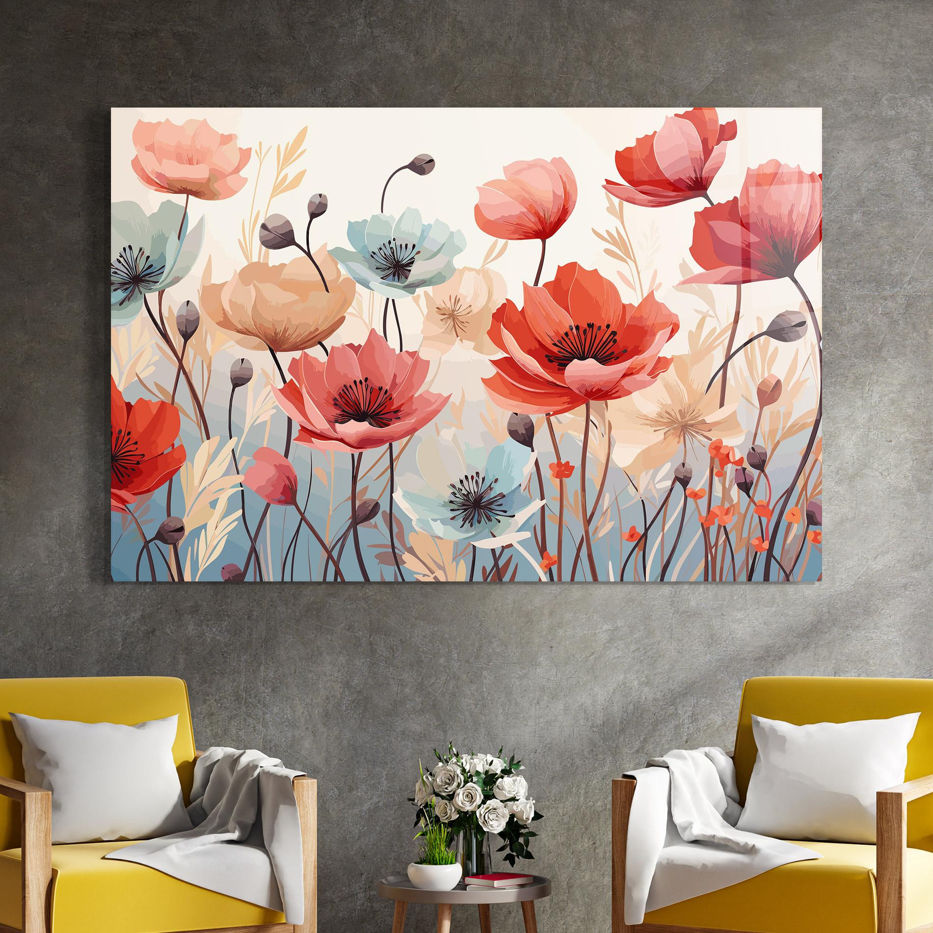 Tablou Sticla Poppy Pretty Field mockup 4