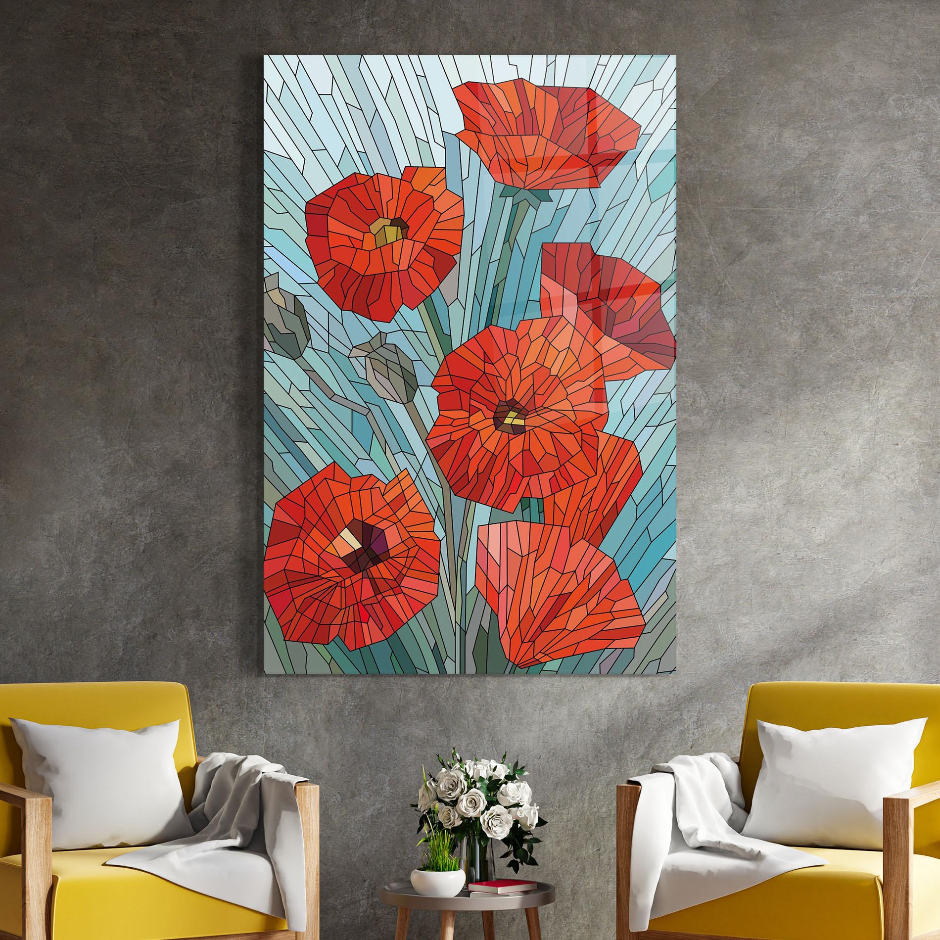 Tablou Sticla Blue Glass Poppy mockup 4