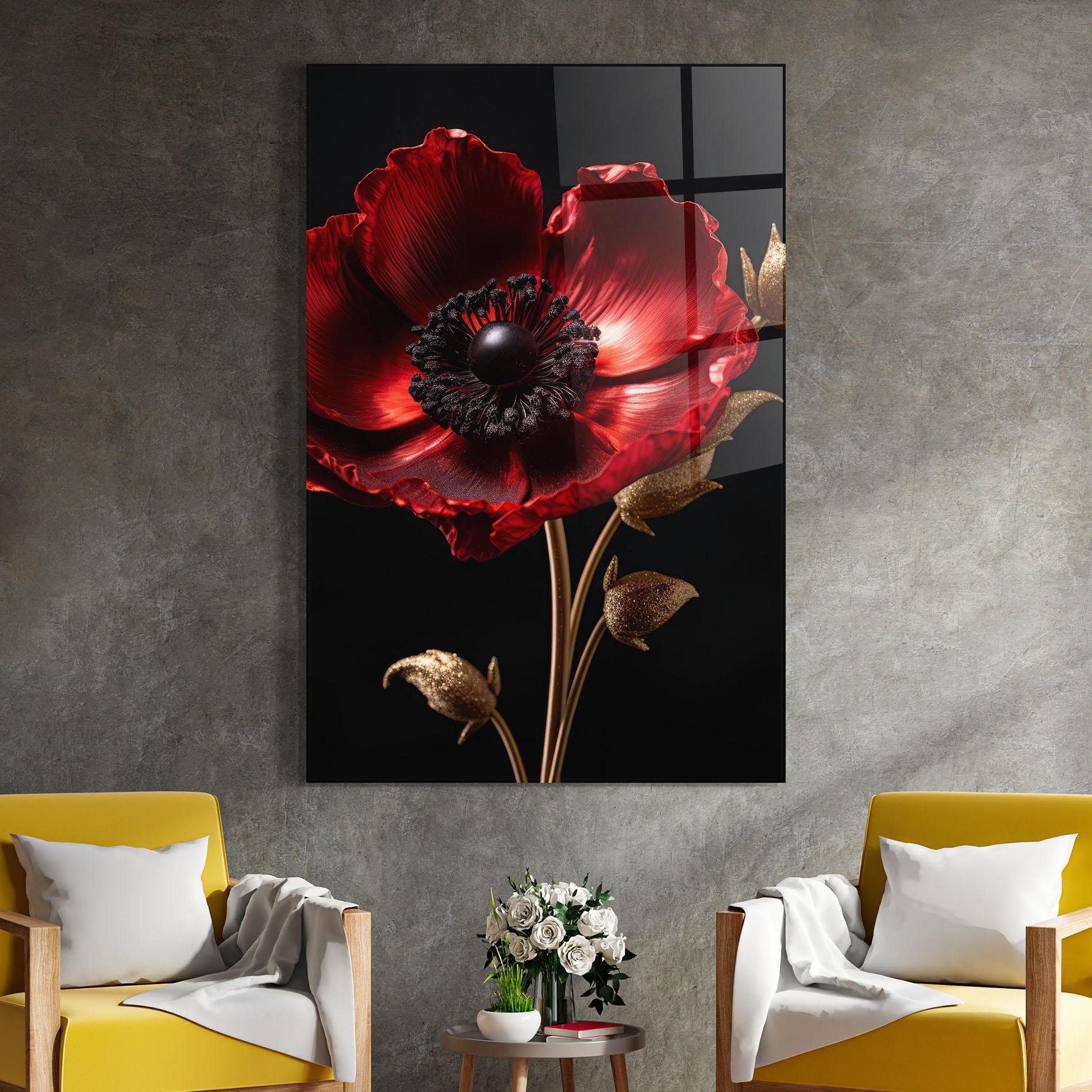 Tablou Sticla Dark Red Poppy mockup 4