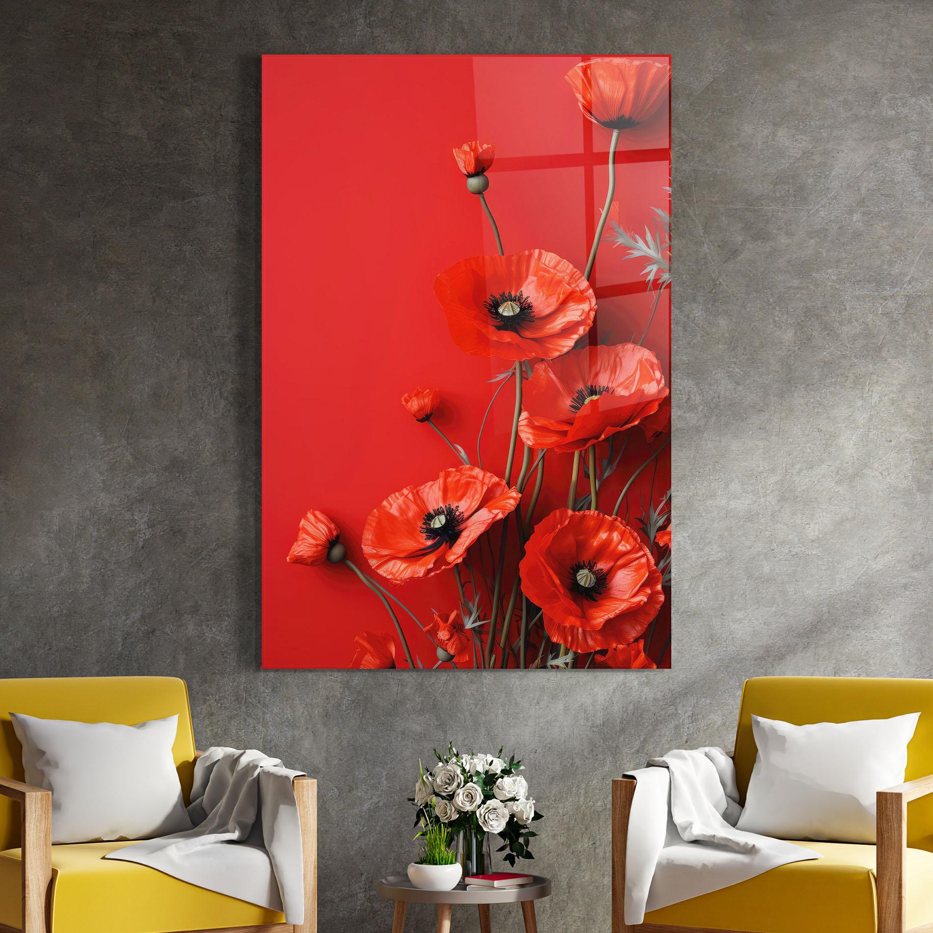 Tablou Sticla Poppies On The Table mockup 4