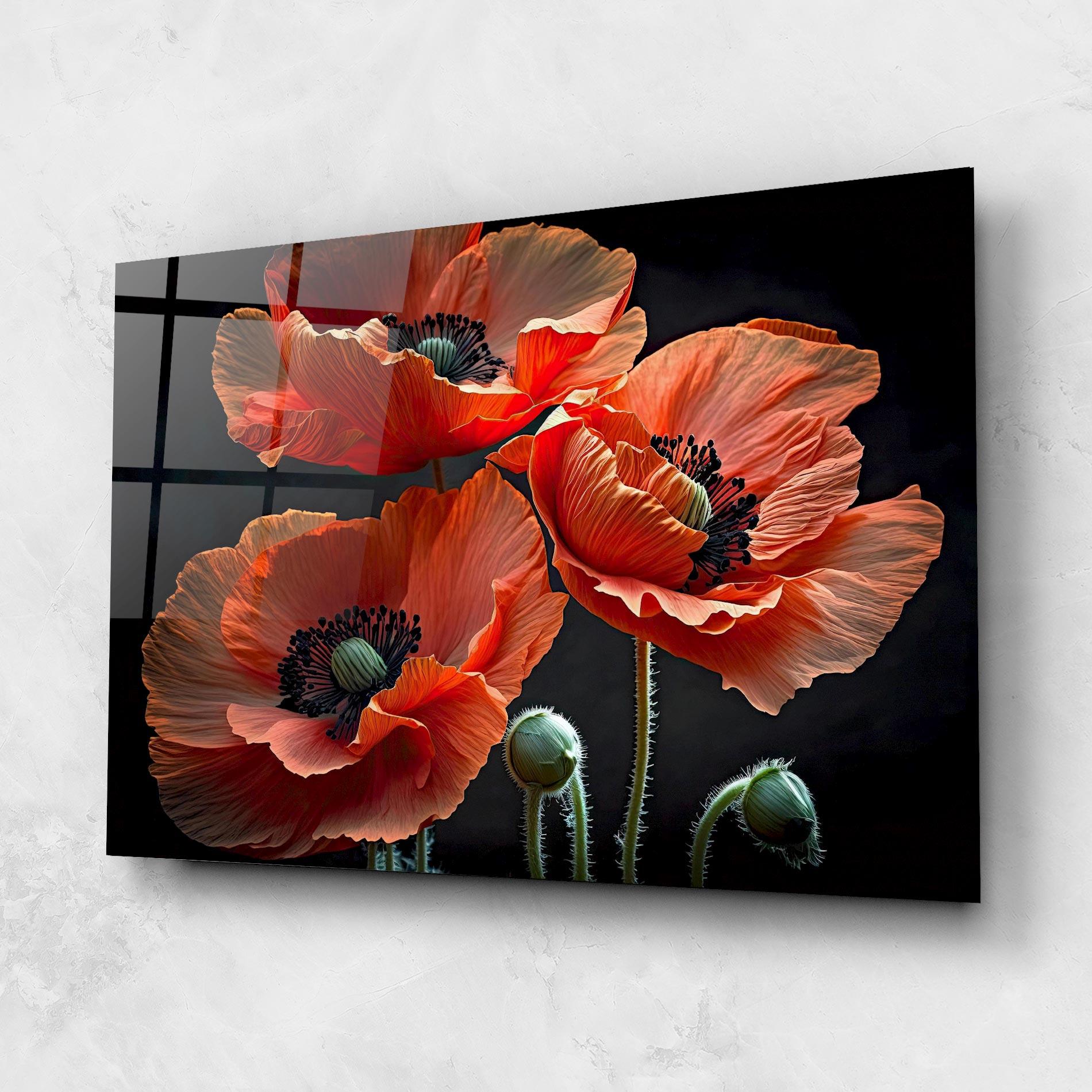 Tablou Sticla 3 Poppies mockup 1