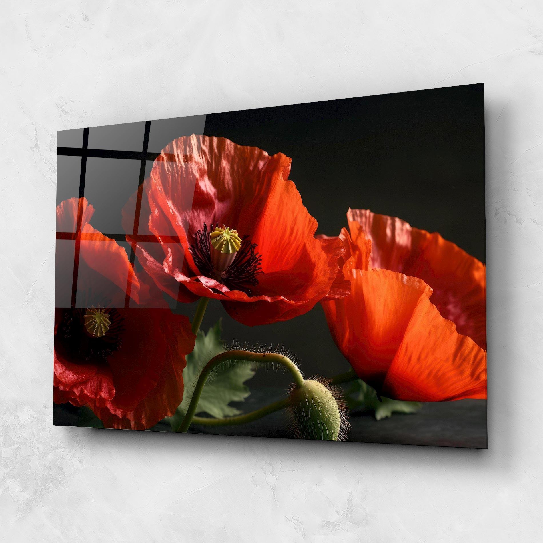 Tablou Sticla 3 Pretty Poppies mockup 1