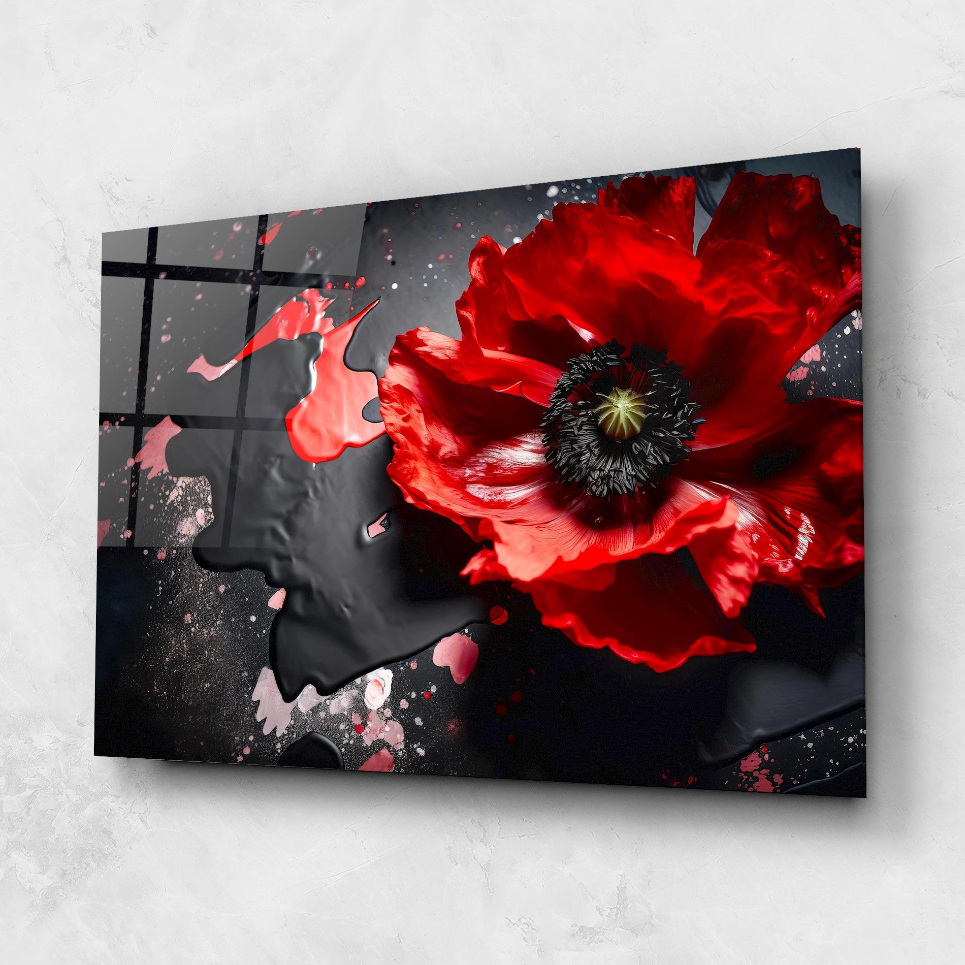 Tablou Sticla Black Liquid Poppy mockup 1