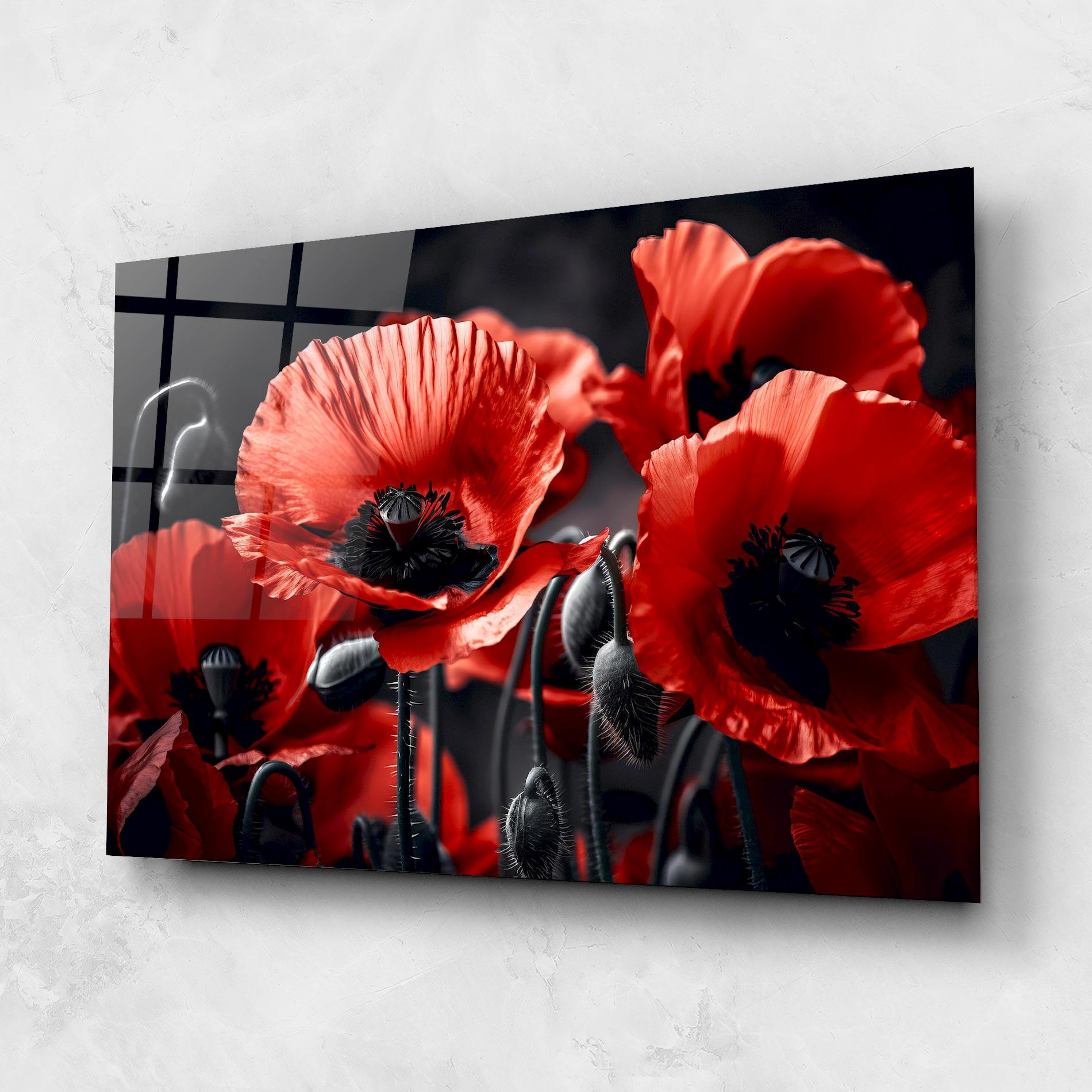 Tablou Sticla Black Red Poppy View mockup 1