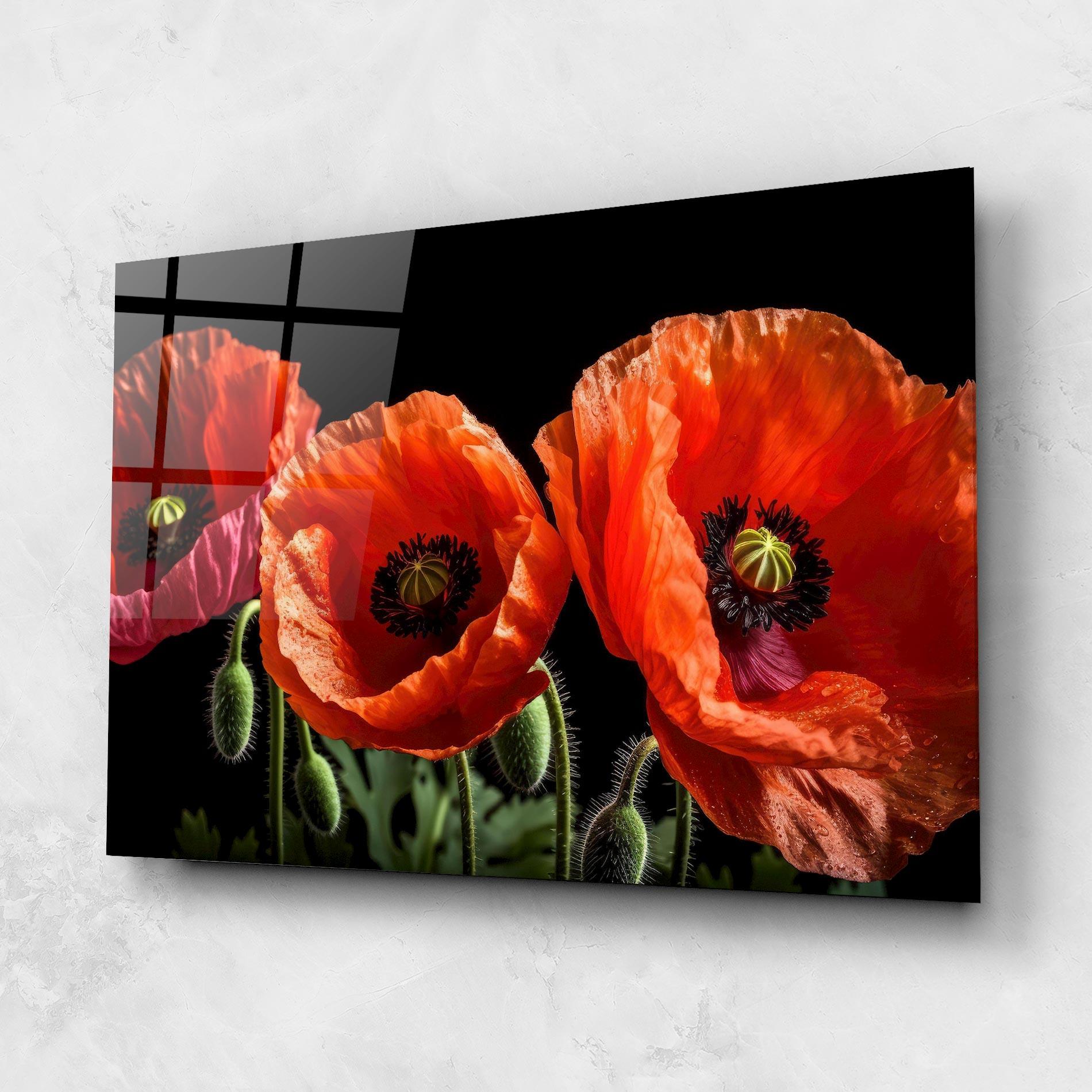 Tablou Sticla Dark Orange Poppies mockup 1