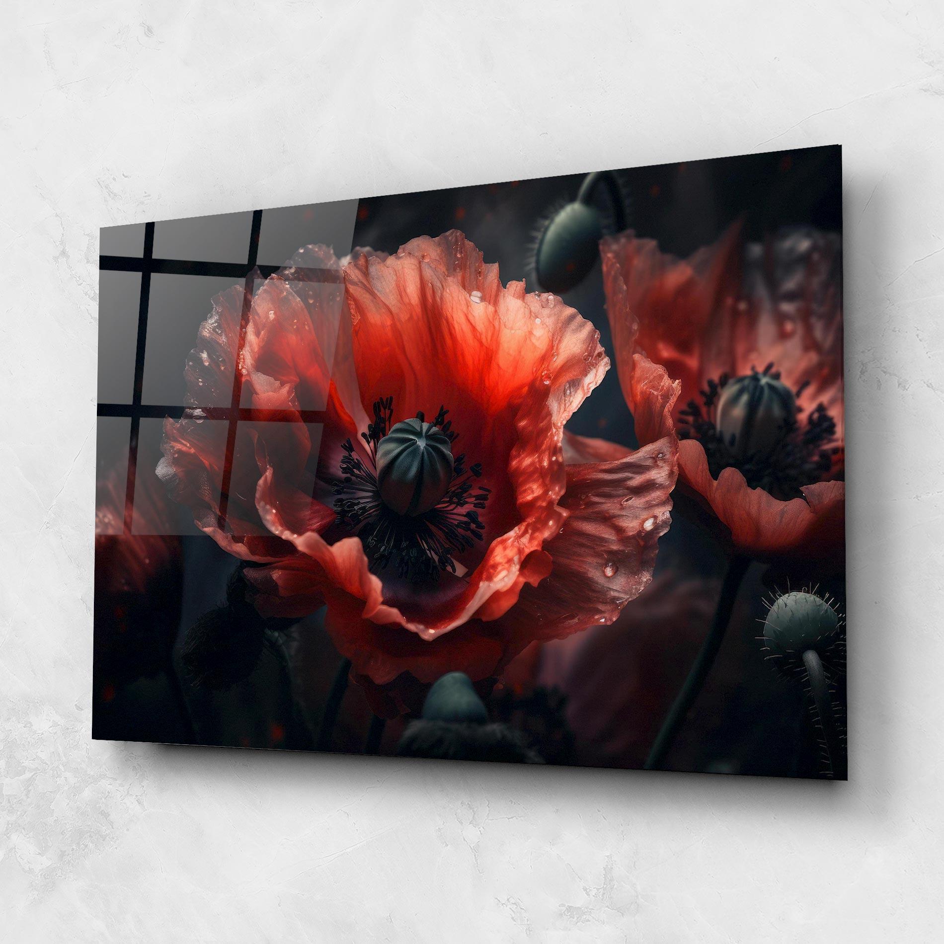 Tablou Sticla Dark Shade Poppy mockup 1