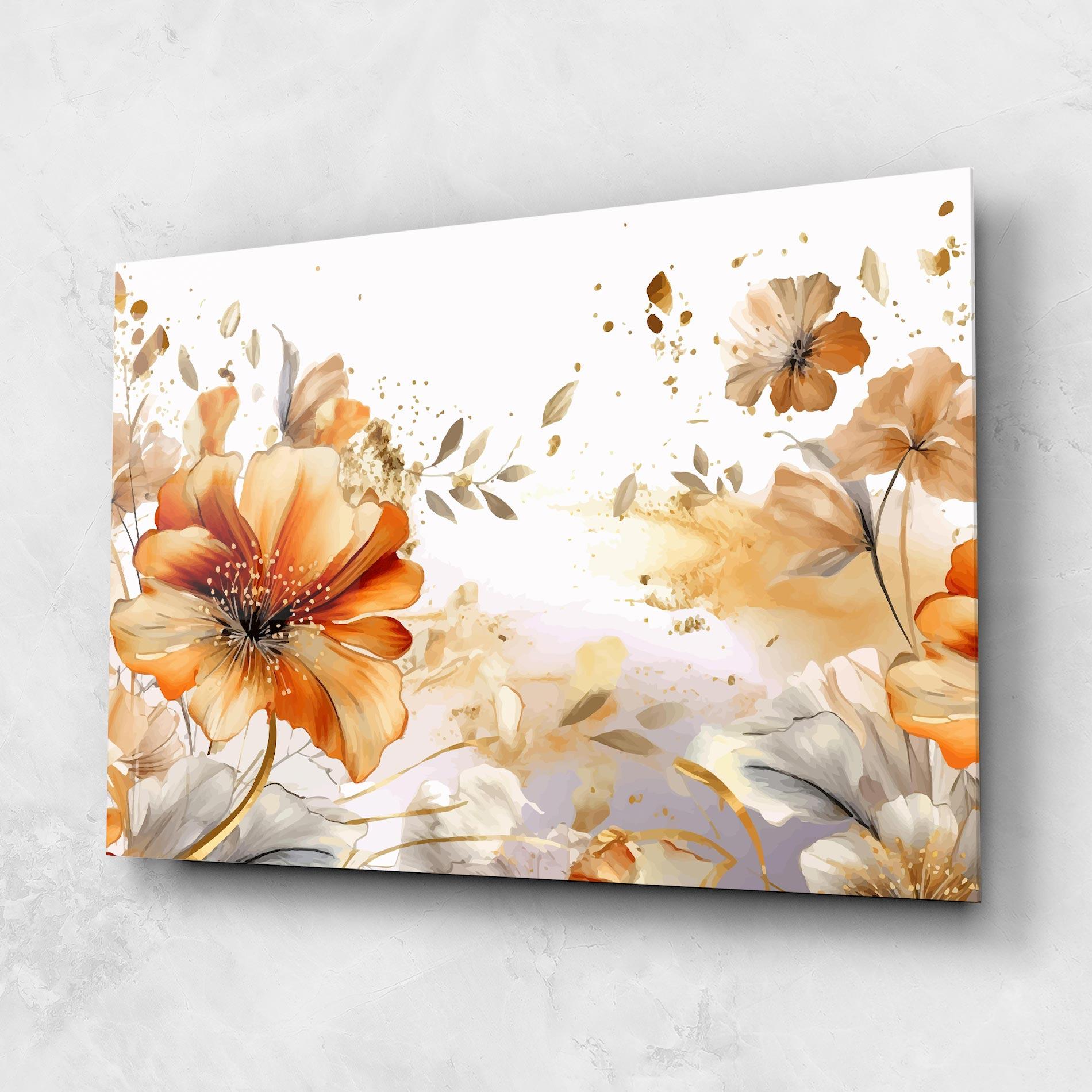 Tablou Sticla Gold Orange Poppy mockup 1