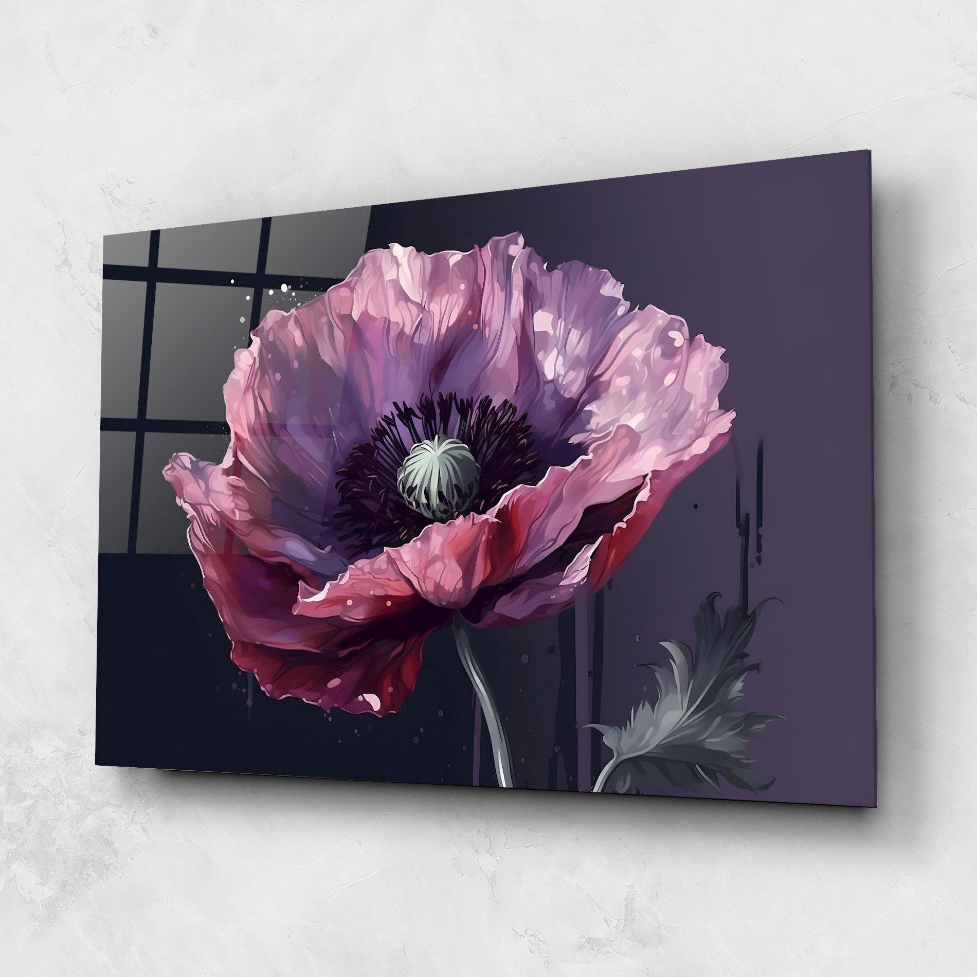 Tablou Sticla Light Purple Poppy mockup 1