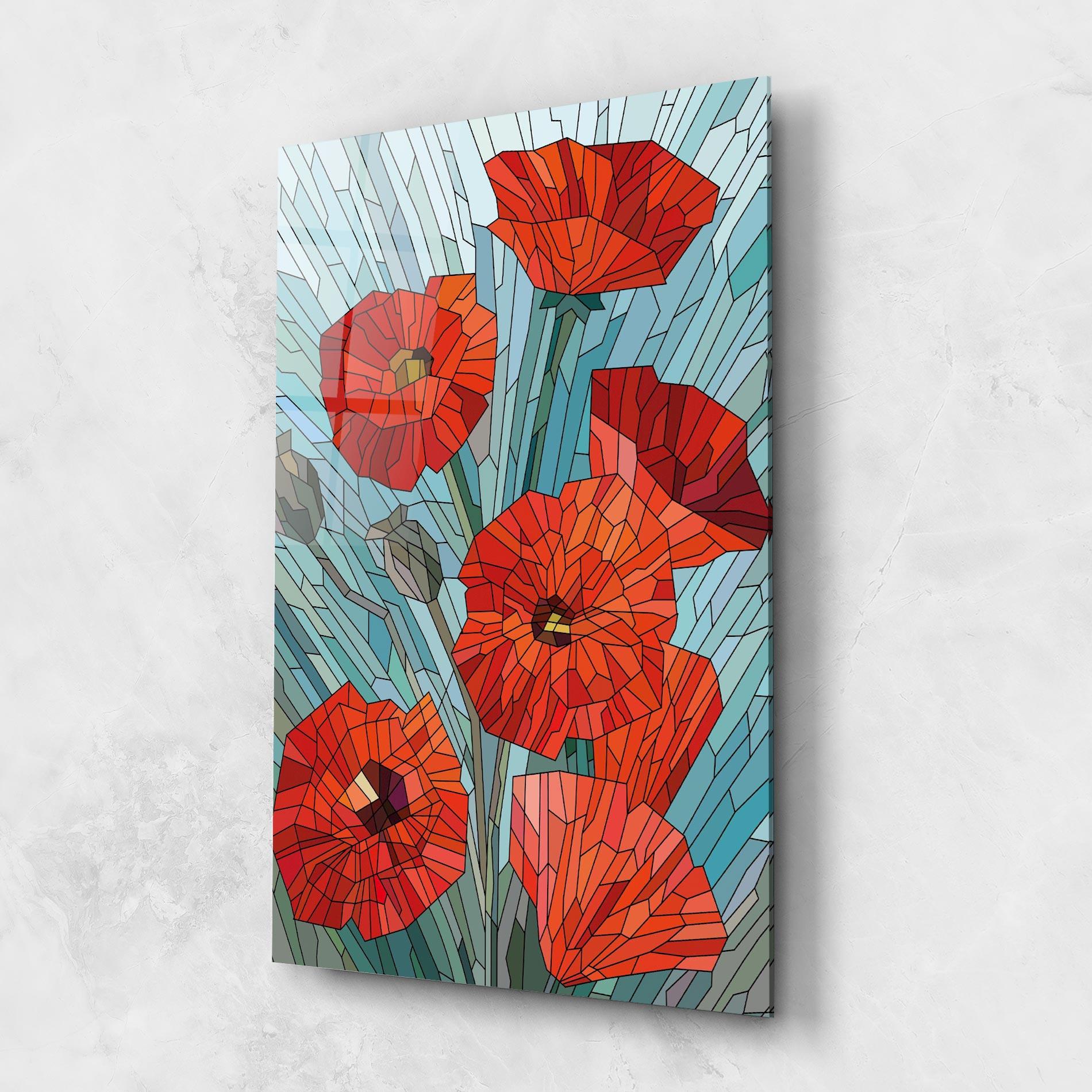 Tablou Sticla Blue Glass Poppy mockup 1