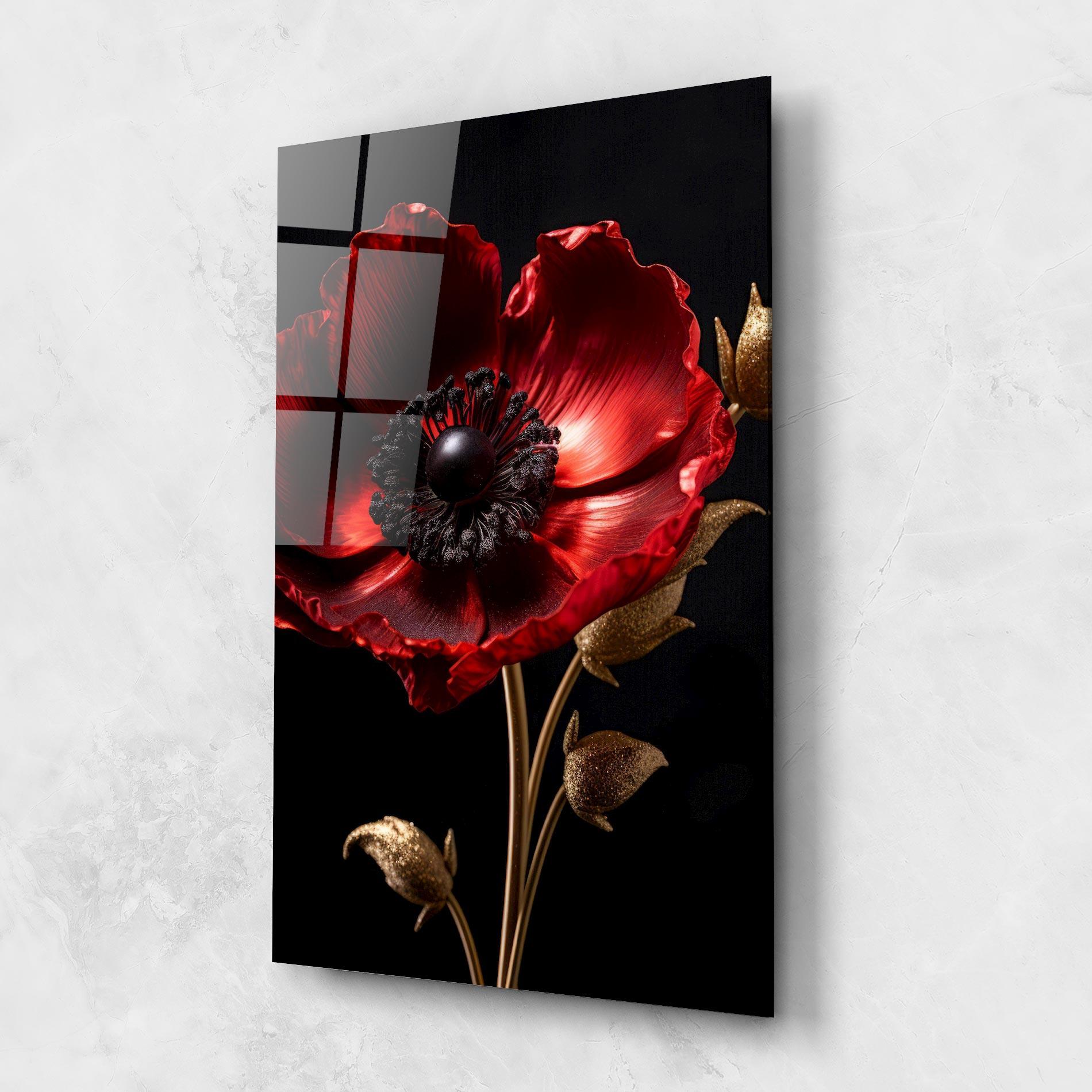 Tablou Sticla Dark Red Poppy mockup 1