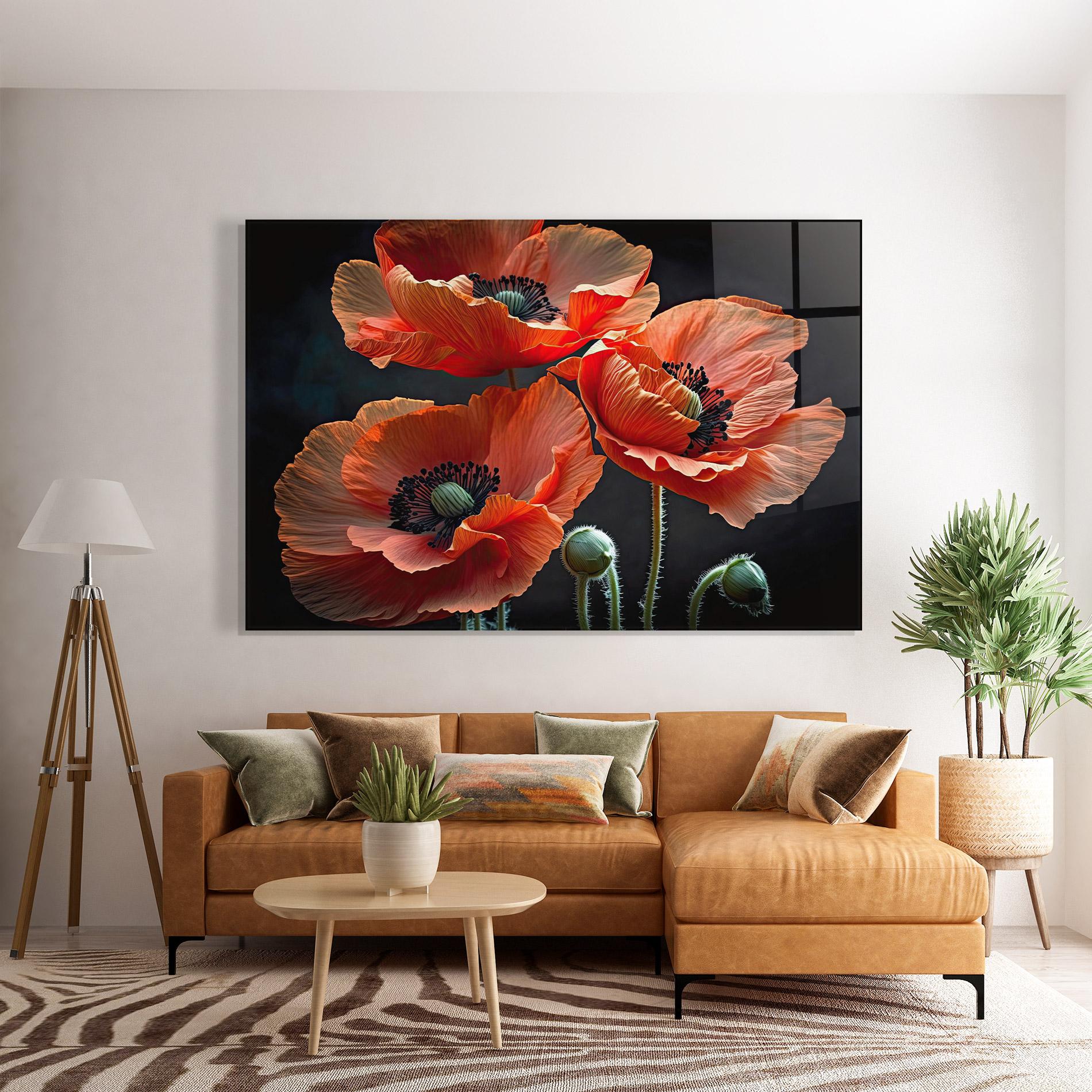 Tablou Sticla 3 Poppies mockup 7