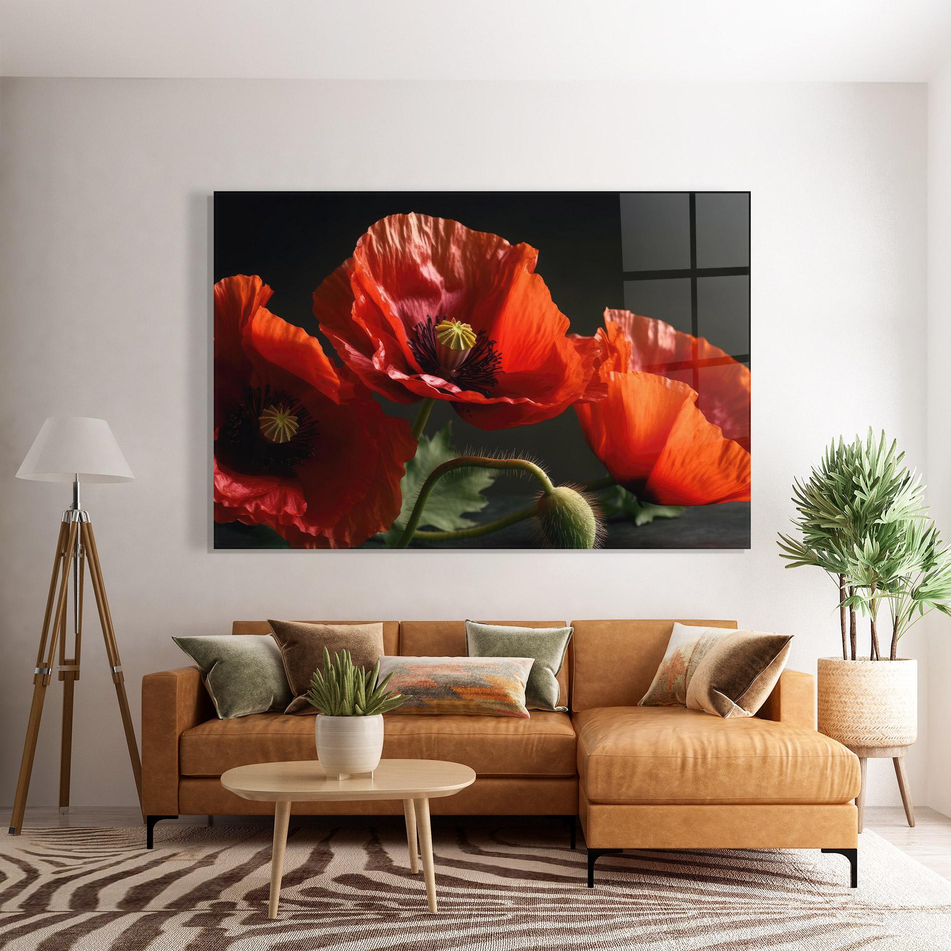 Tablou Sticla 3 Pretty Poppies mockup 7