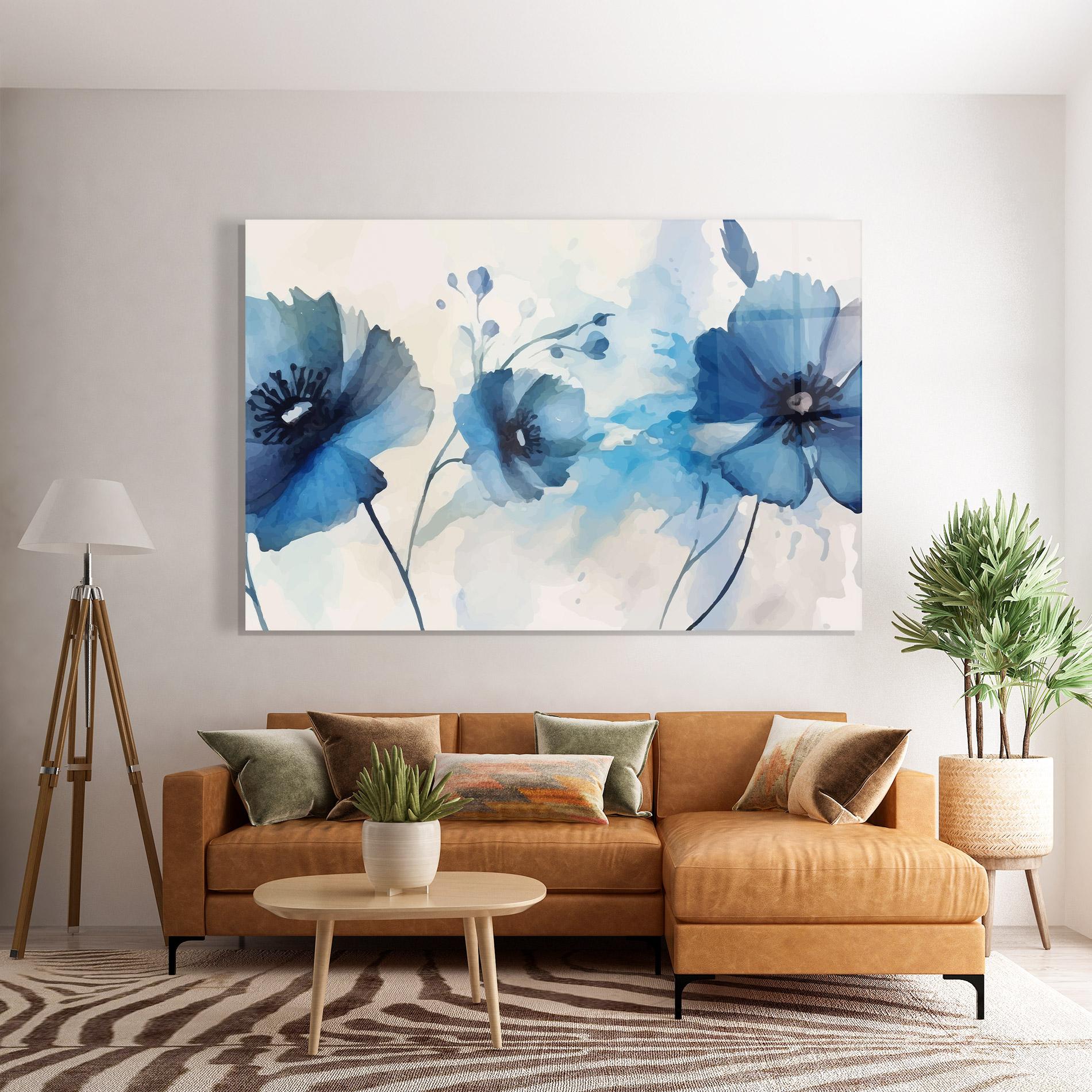 Tablou Sticla Blue Poppies mockup 7