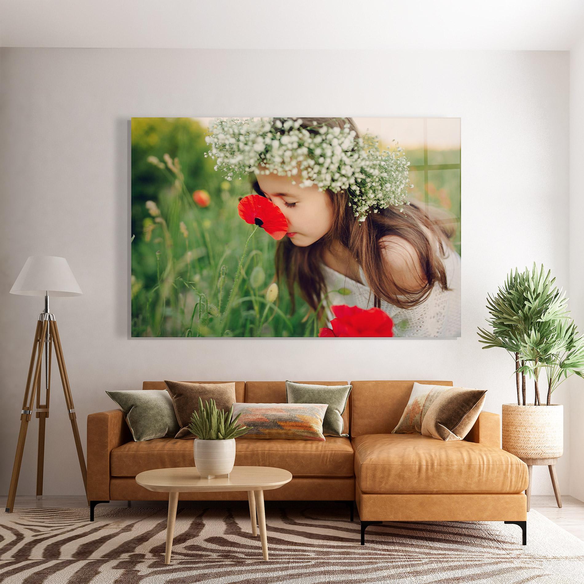 Tablou Sticla Girl With Poppies mockup 7
