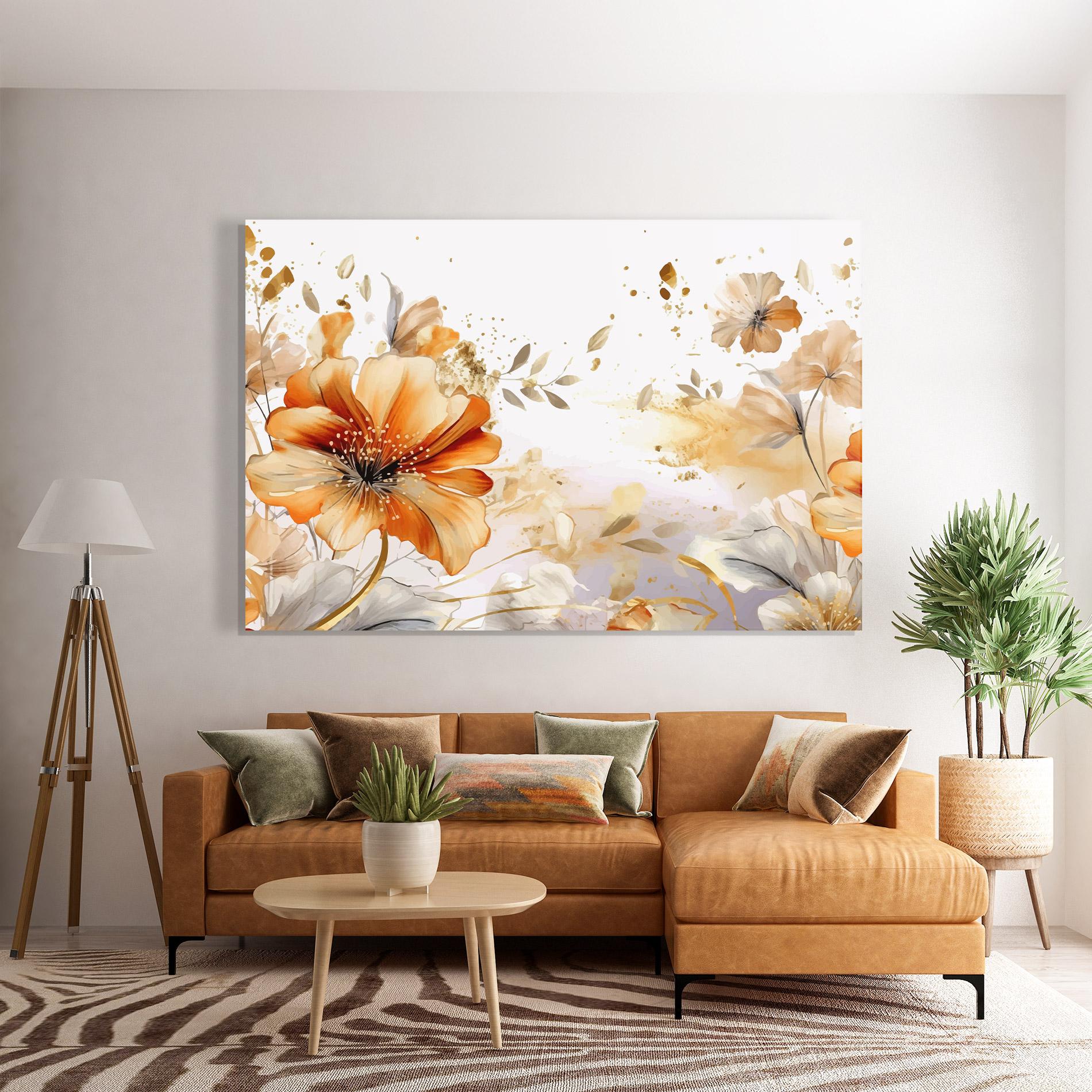 Tablou Sticla Gold Orange Poppy mockup 7