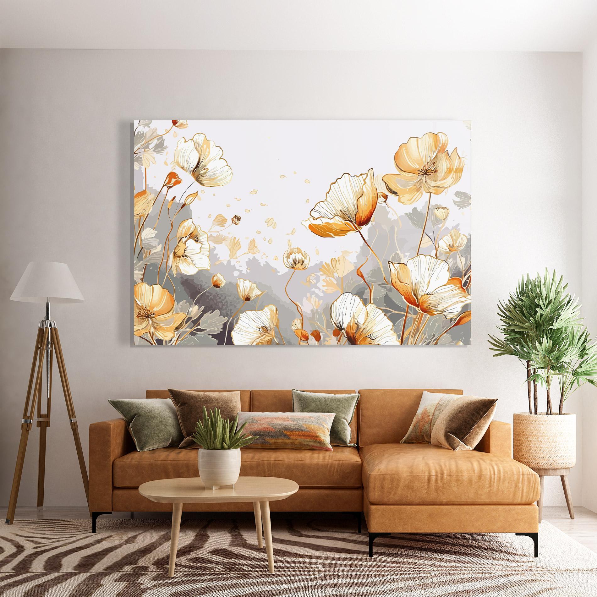 Tablou Sticla Gold Poppies mockup 7