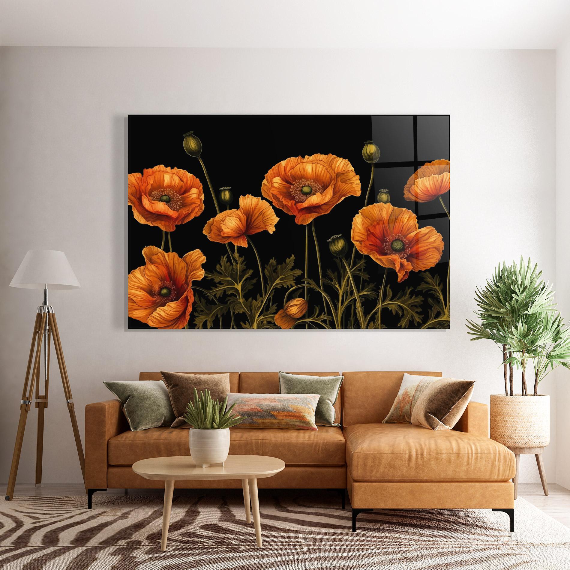 Tablou Sticla Orange Poppies mockup 7