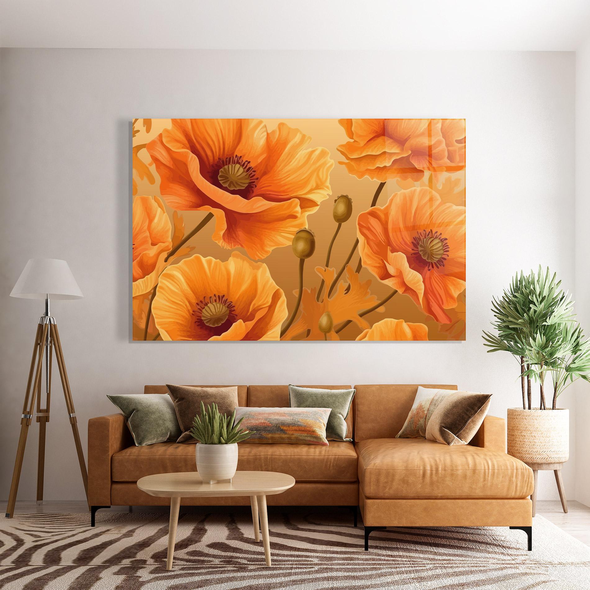 Tablou Sticla Pastel Orange Poppy mockup 7