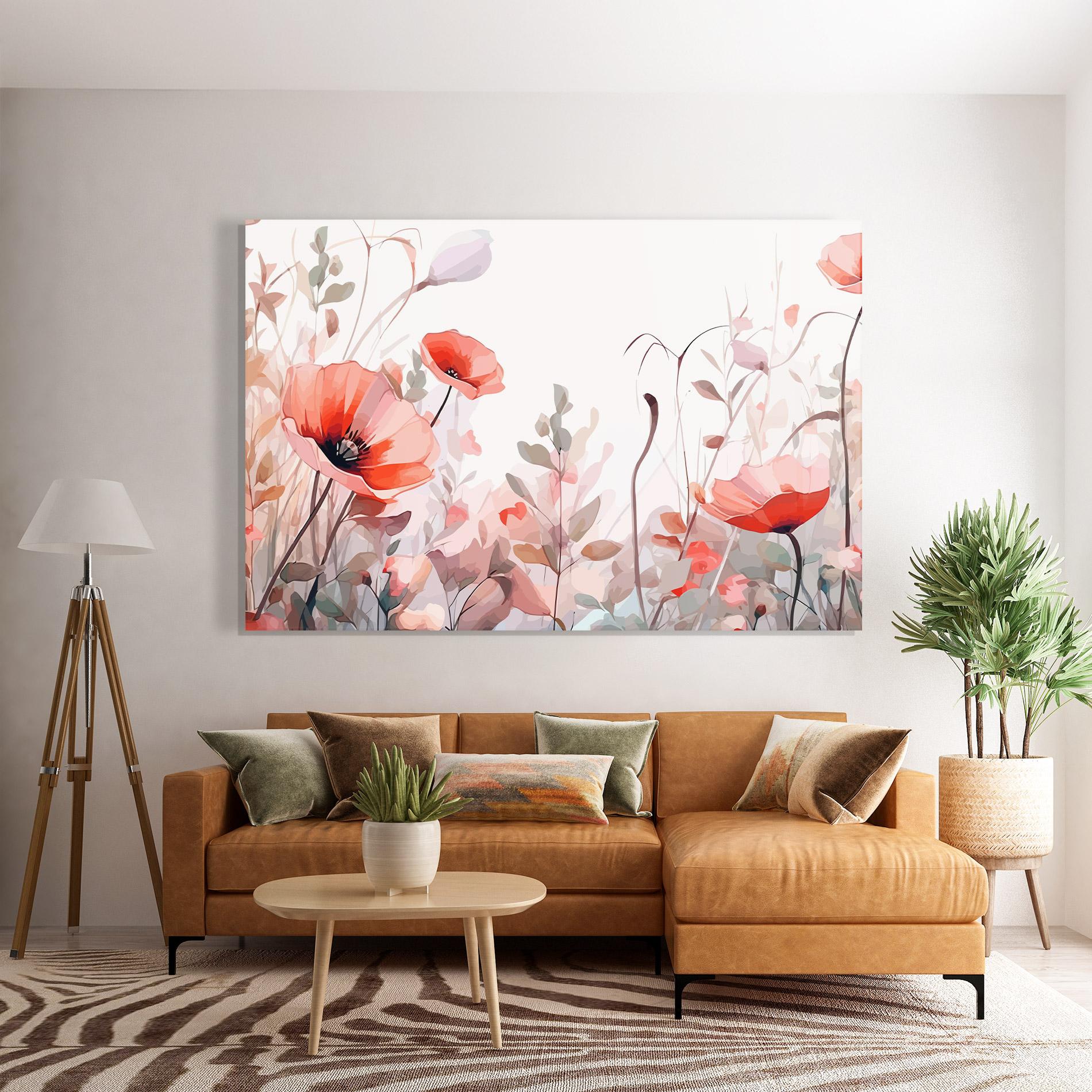 Tablou Sticla Pastel Red Poppy mockup 7