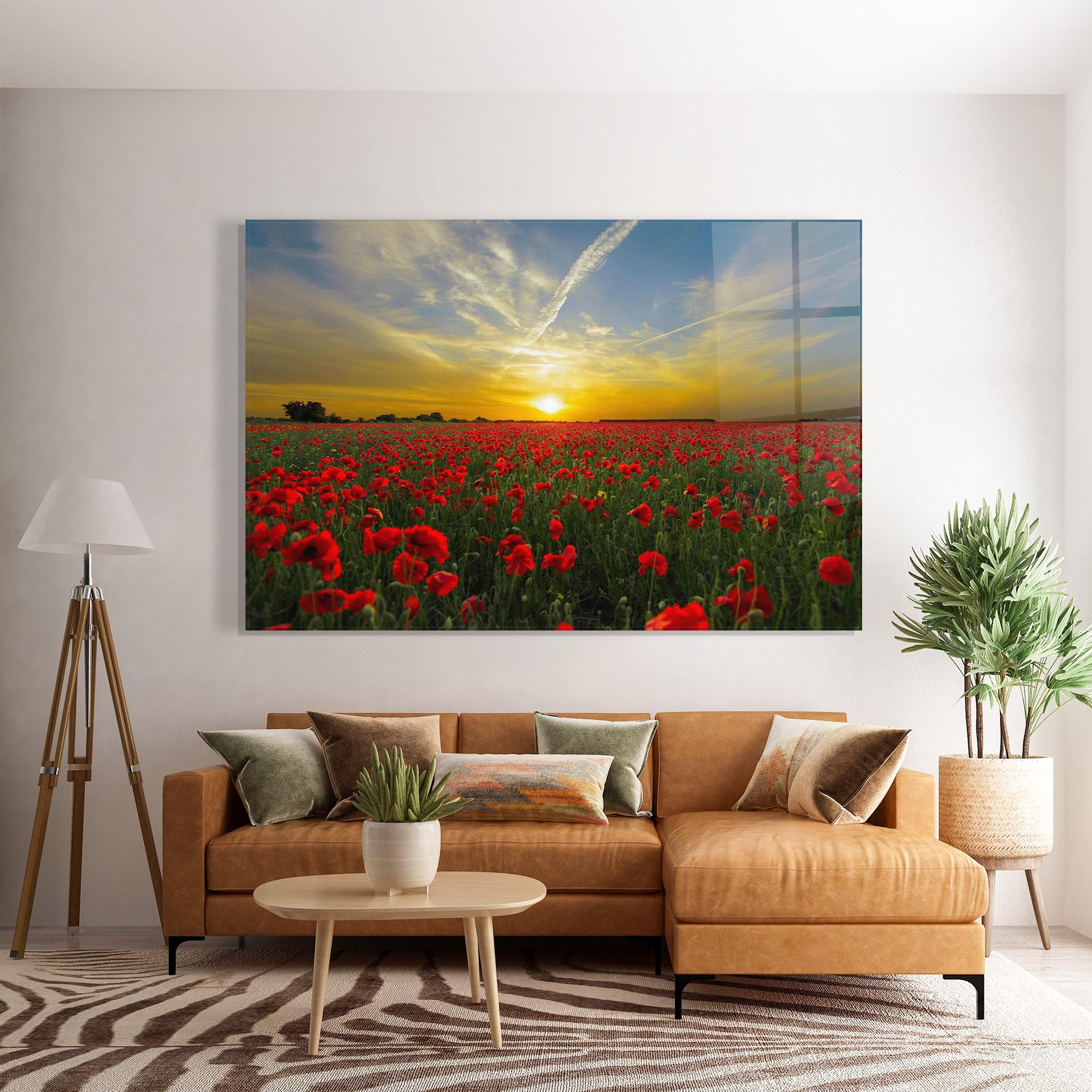 Tablou Sticla Poppies Sunset mockup 7