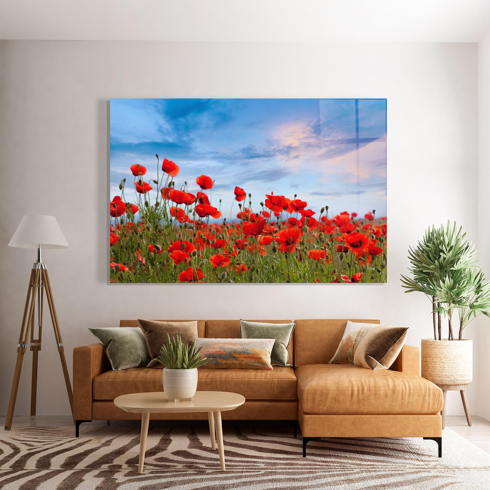 Tablou Sticla Poppy Field mockup 7