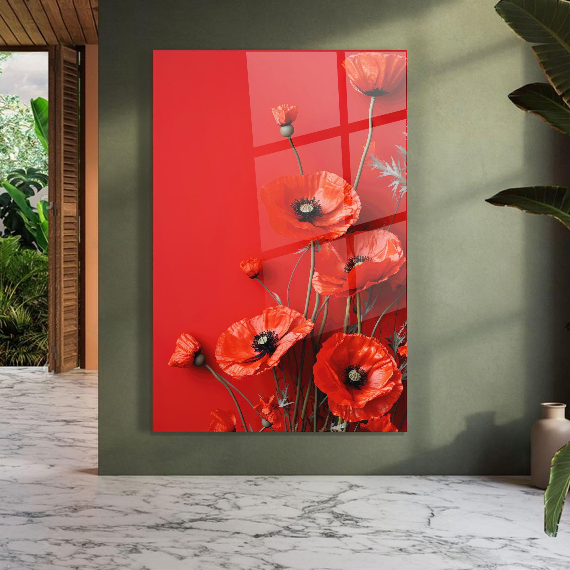 Tablou Sticla Poppies On The Table mockup 7
