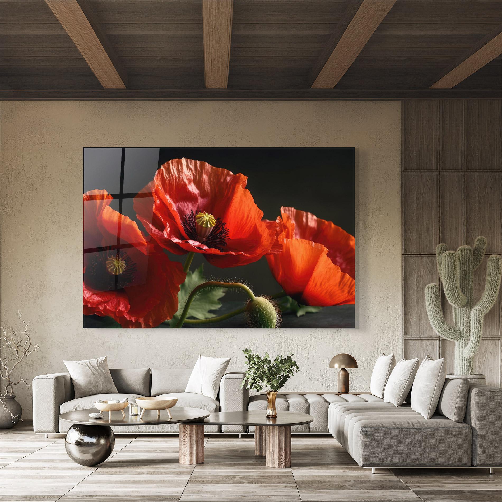 Tablou Sticla 3 Pretty Poppies mockup 8