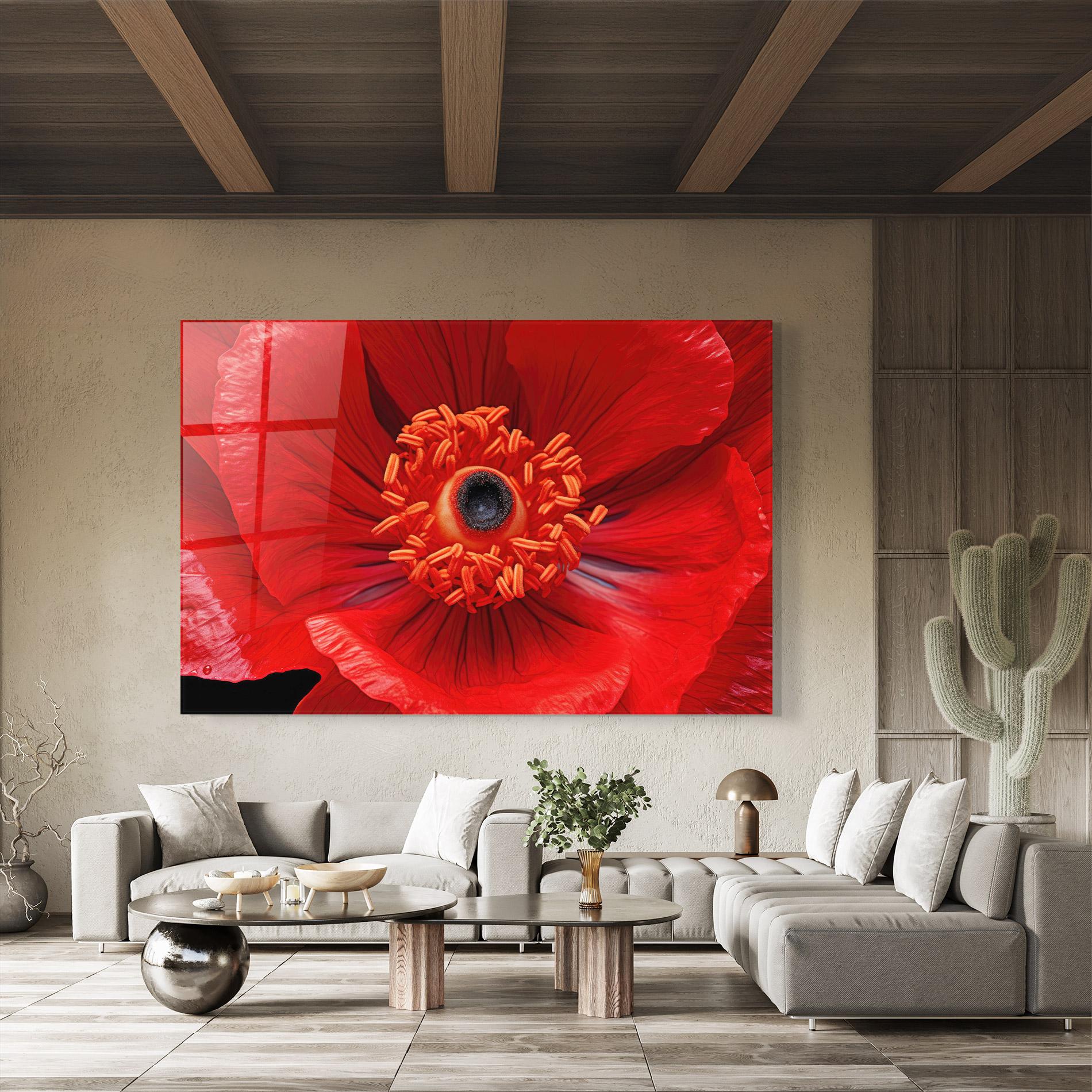 Tablou Sticla Big Poppy Close Up mockup 8