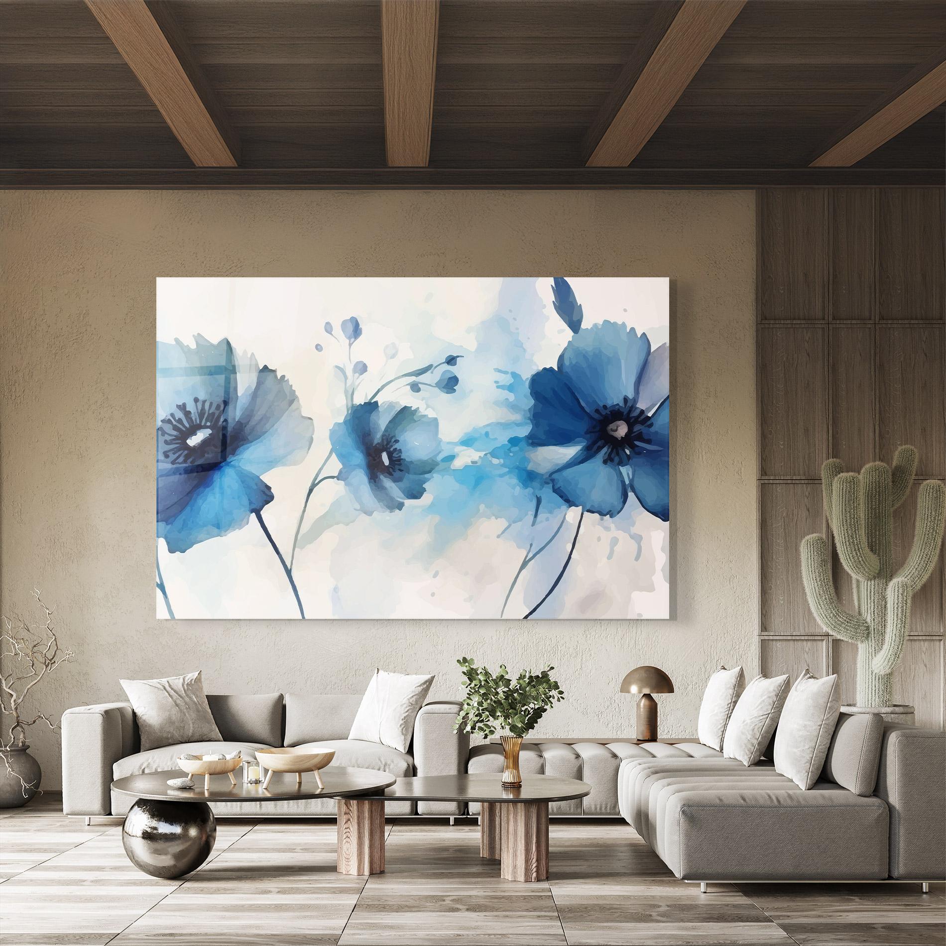 Tablou Sticla Blue Poppies mockup 8