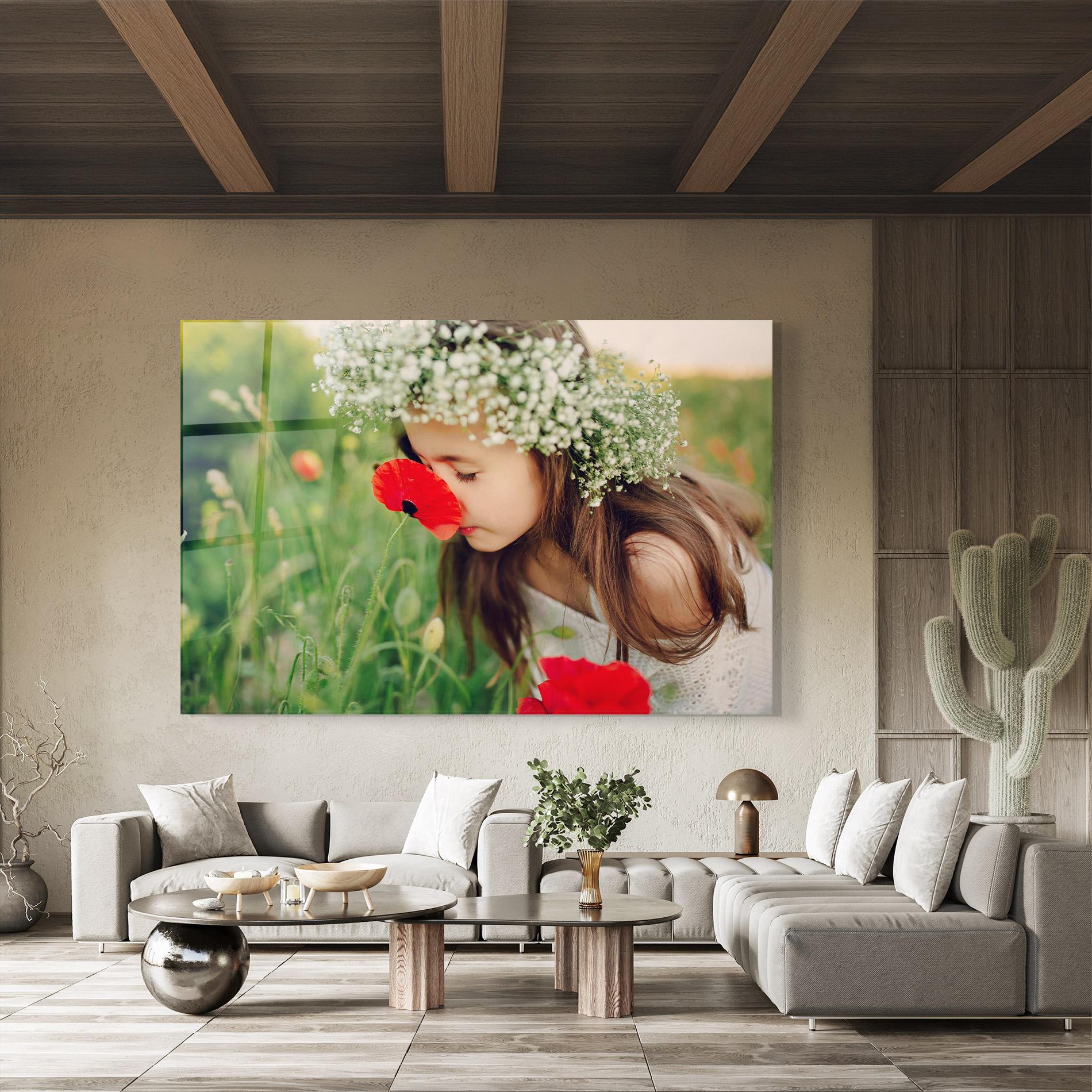 Tablou Sticla Girl With Poppies mockup 8