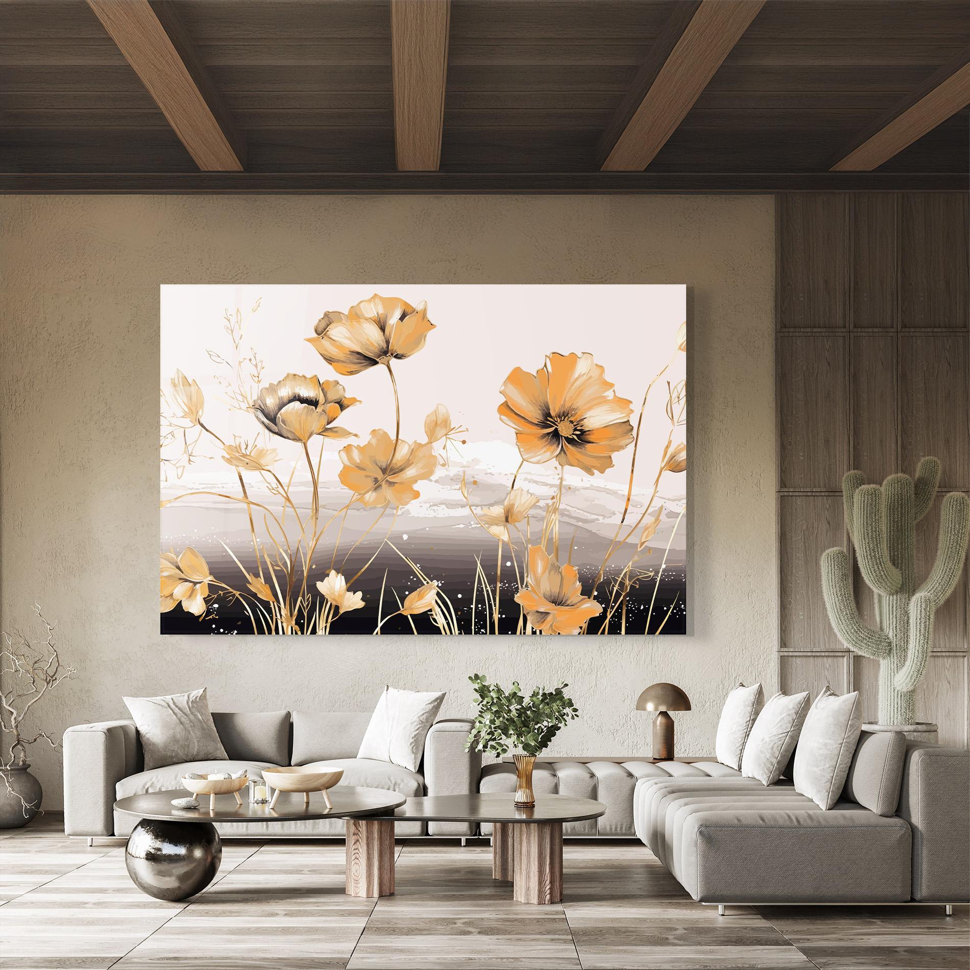 Tablou Sticla Gold Black Poppy mockup 8