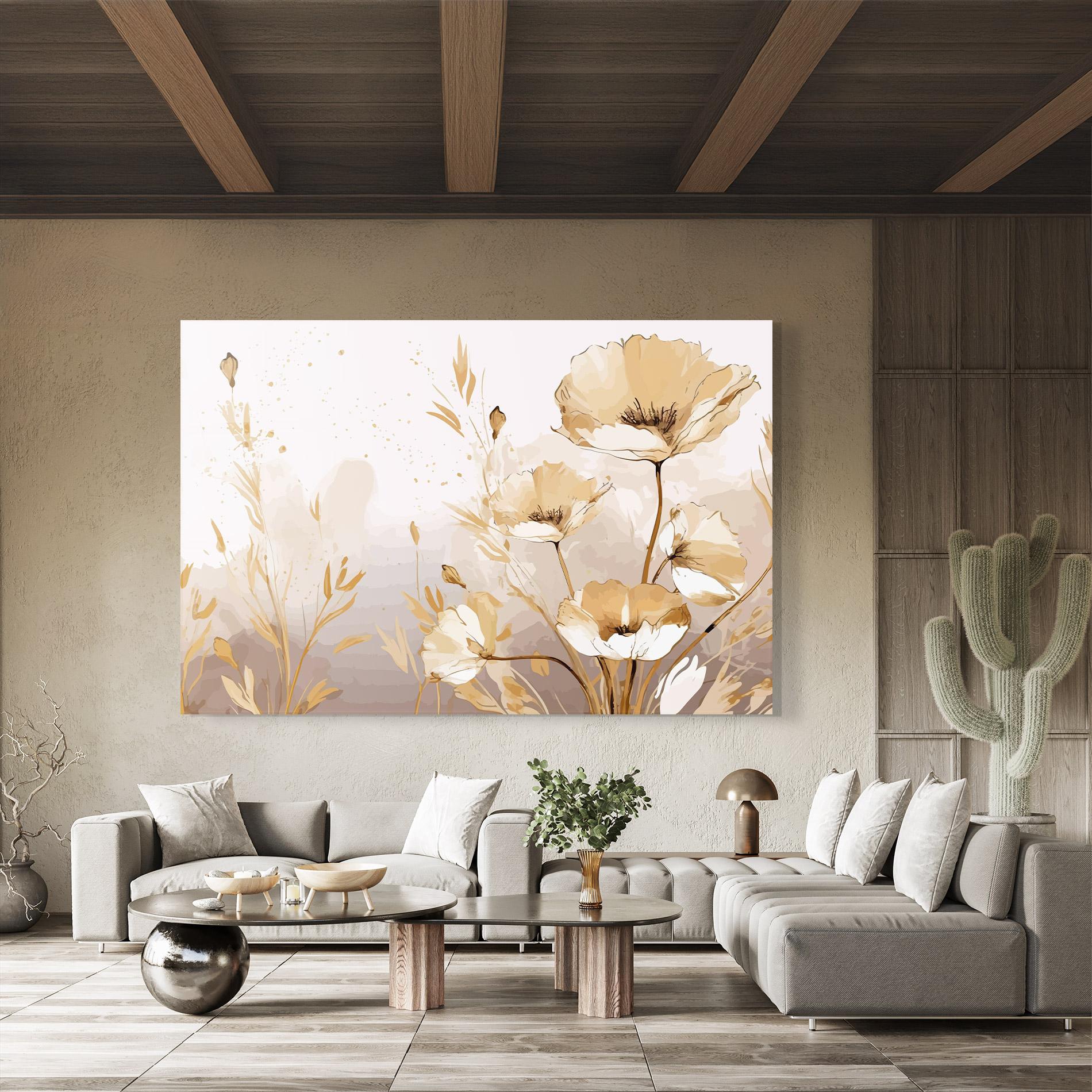 Tablou Sticla Gold Cream Poppy mockup 8