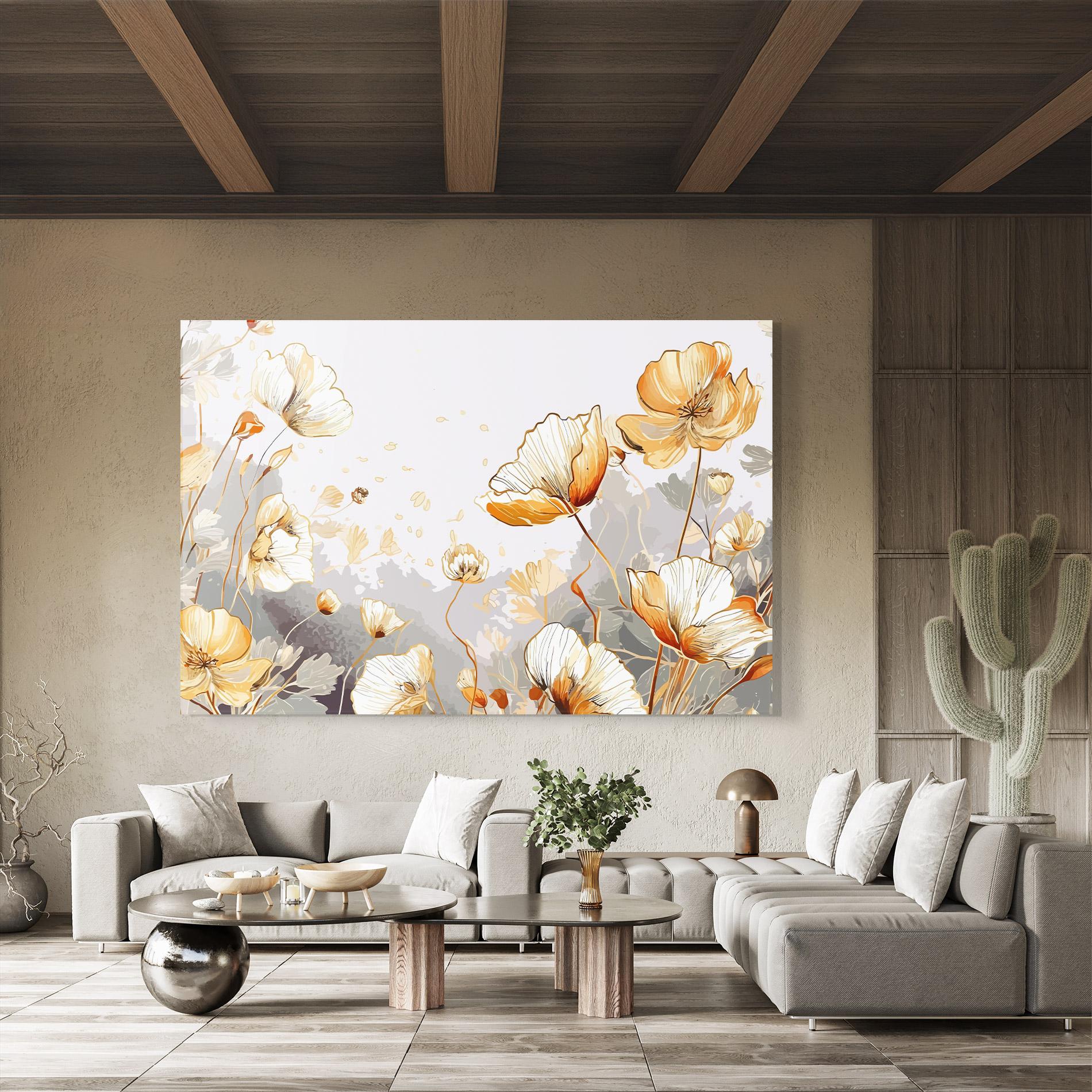 Tablou Sticla Gold Poppies mockup 8