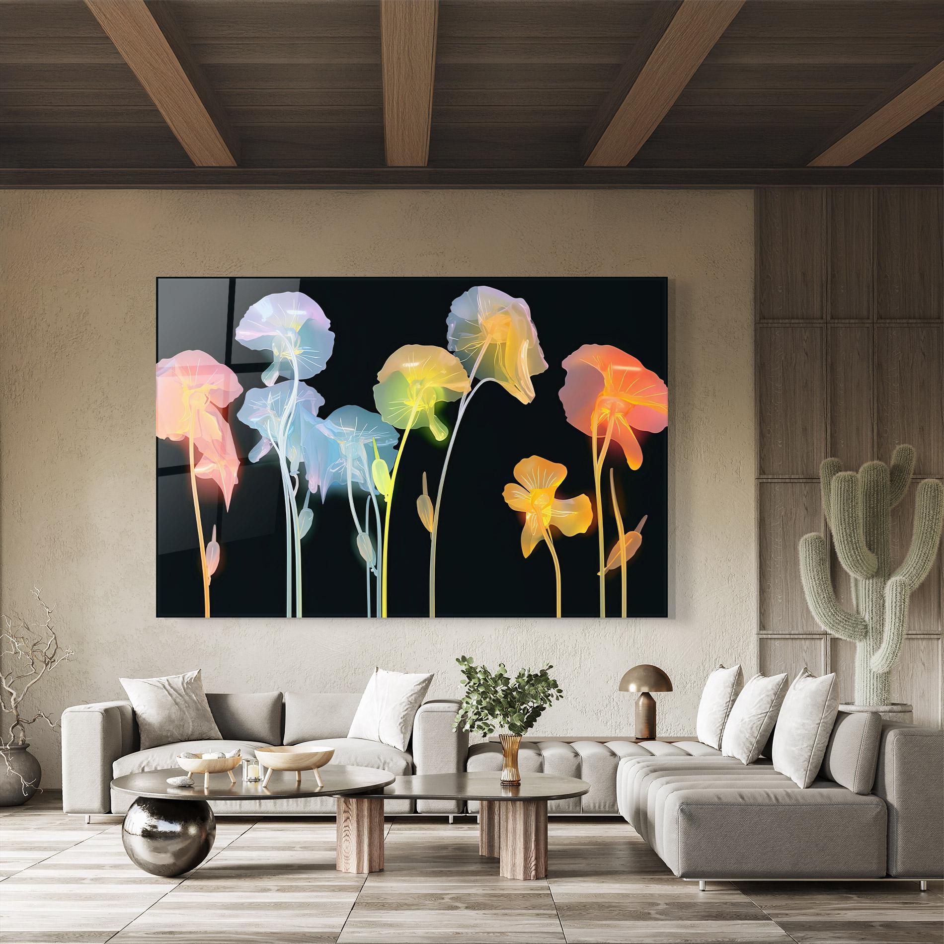 Tablou Sticla Neon Poppy mockup 8